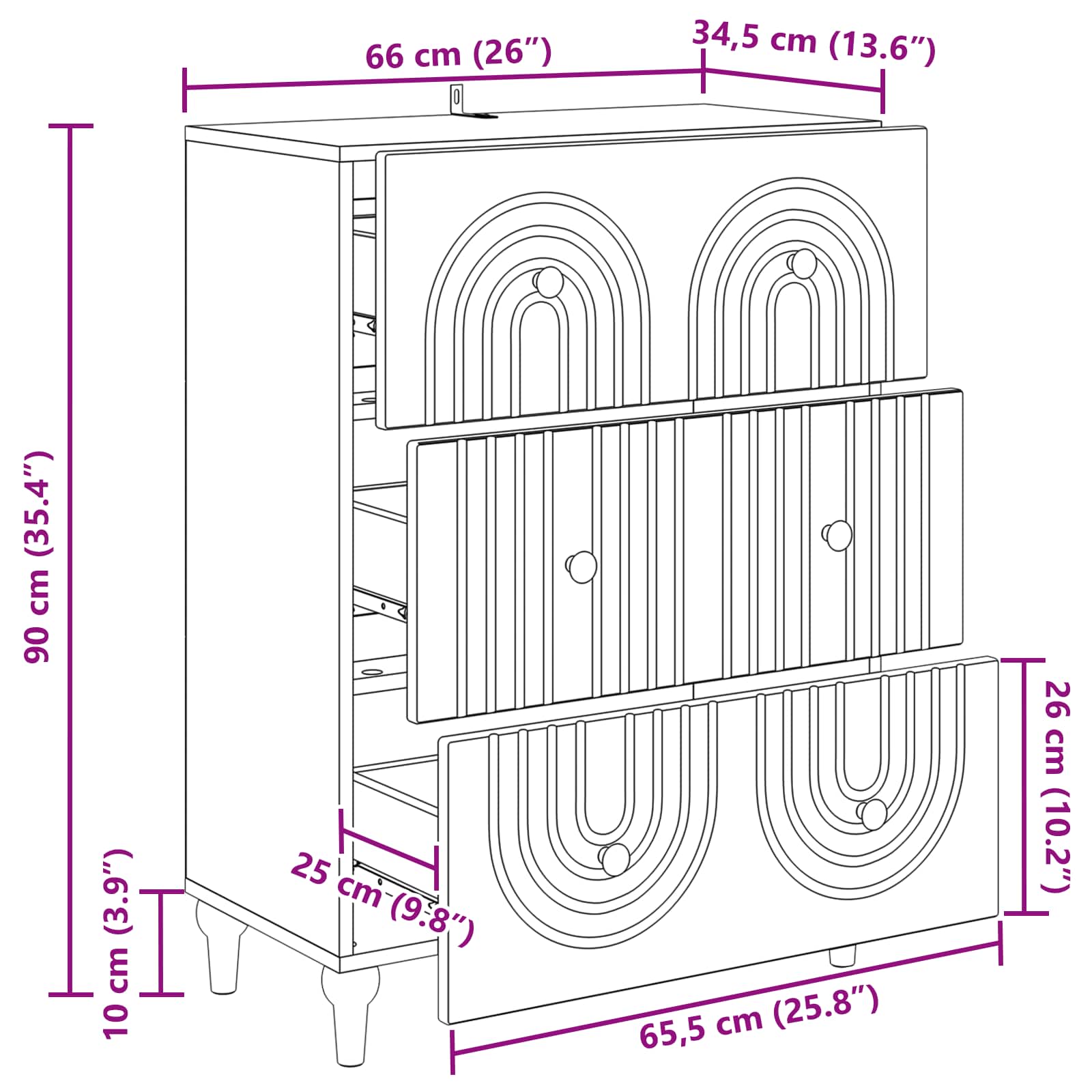 Ormar s ladicama Betonska siva 66 x 34,5 x 90 cm