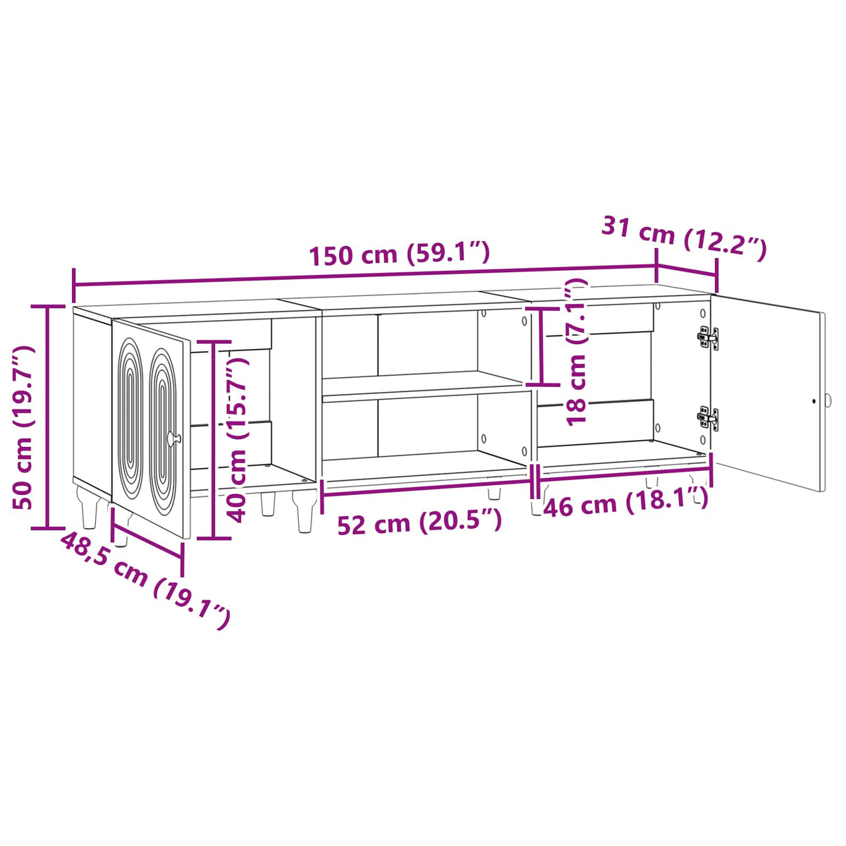 TV ormar Crna 150 x 31 x 50 cm Konstruirano drvo