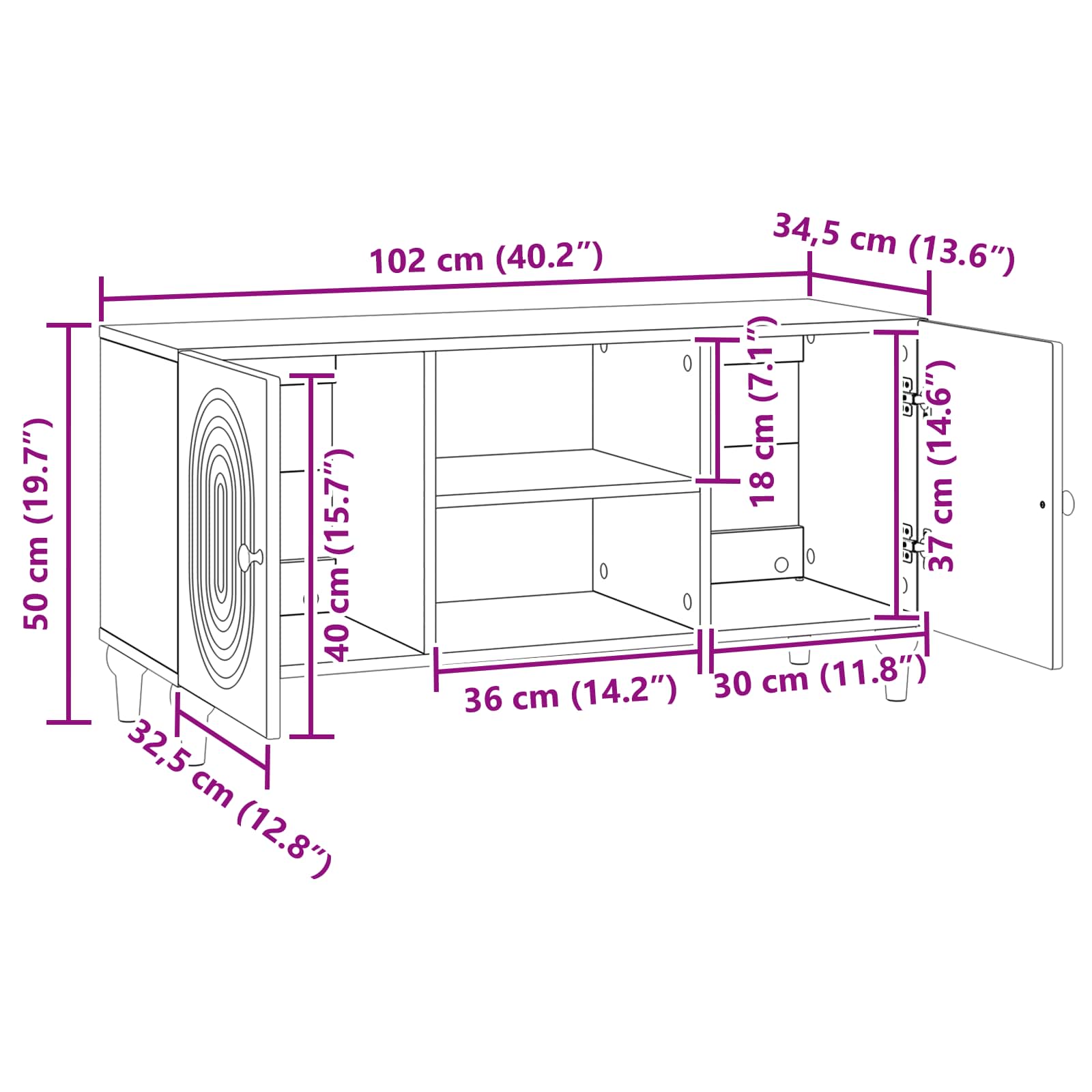 TV ormar Dimljeni hrast 102 x 34,5 x 50 cm Konstruirano drvo