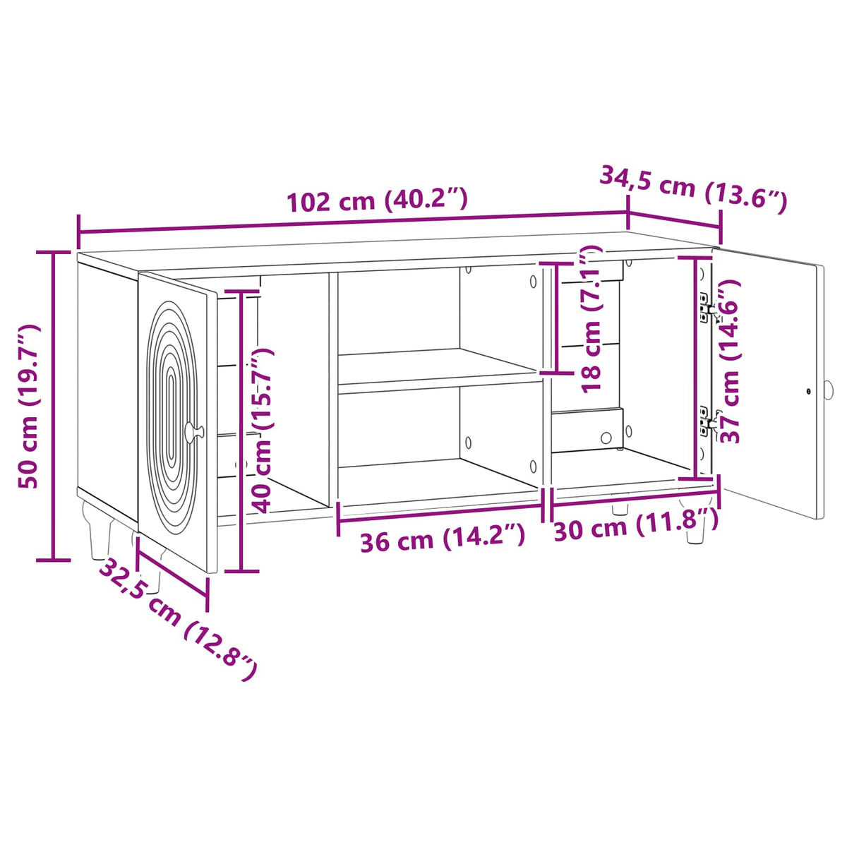 TV ormar Siva sonoma 102 x 34,5 x 50 cm Konstruirano drvo