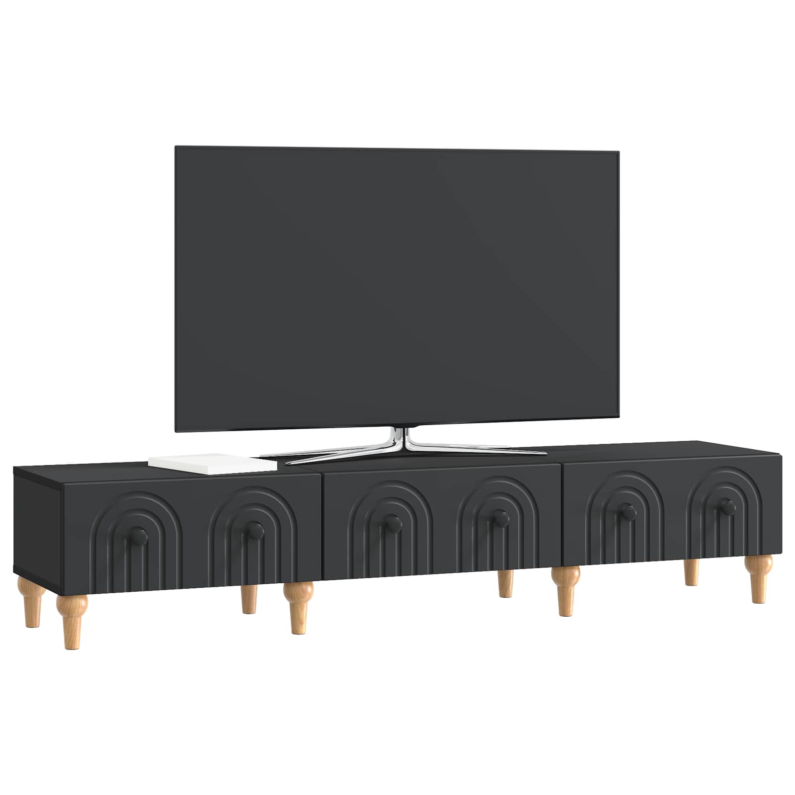 TV ormar s ladicama Crna 147 x 34,5 x 30 cm Konstruirano drvo