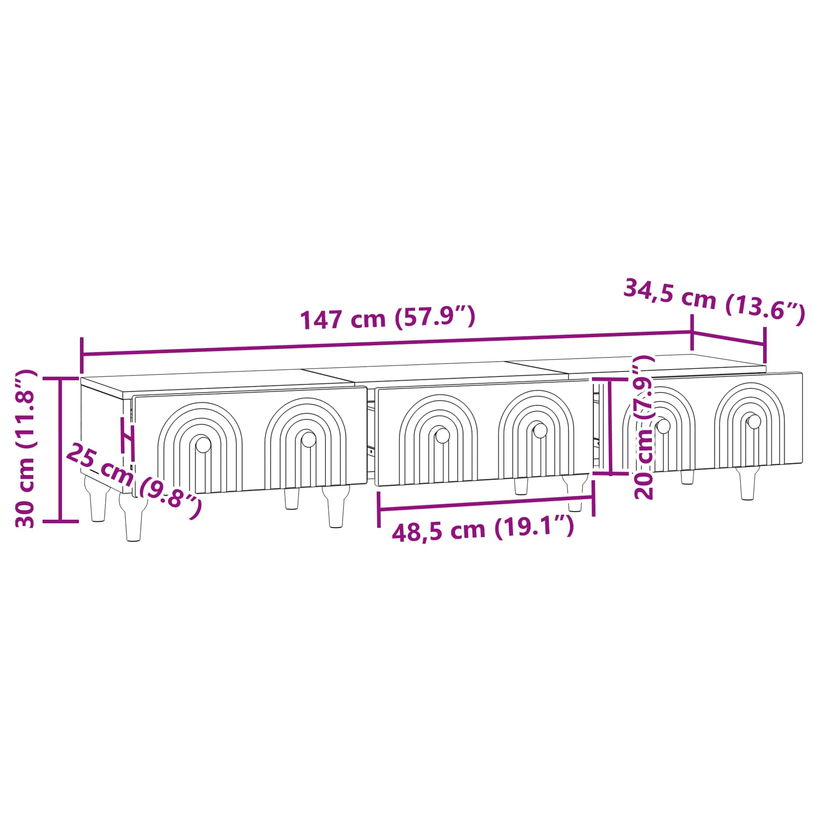 TV ormar Hrast sonoma 147 x 34,5 x 30 cm Konstruirano drvo