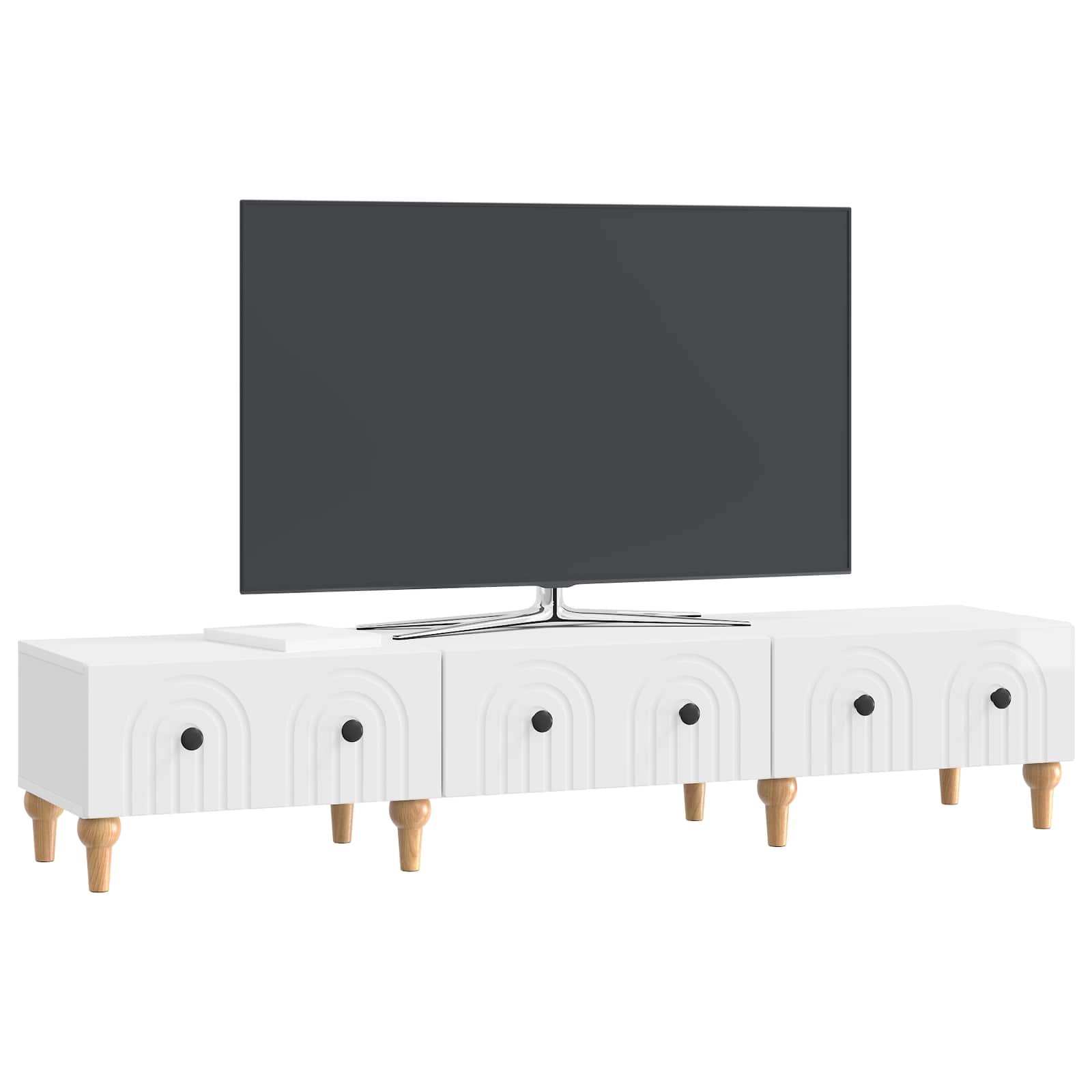 TV ormar s ladicama Bijela visokog sjaja 147 x 34,5 x 30 cm
