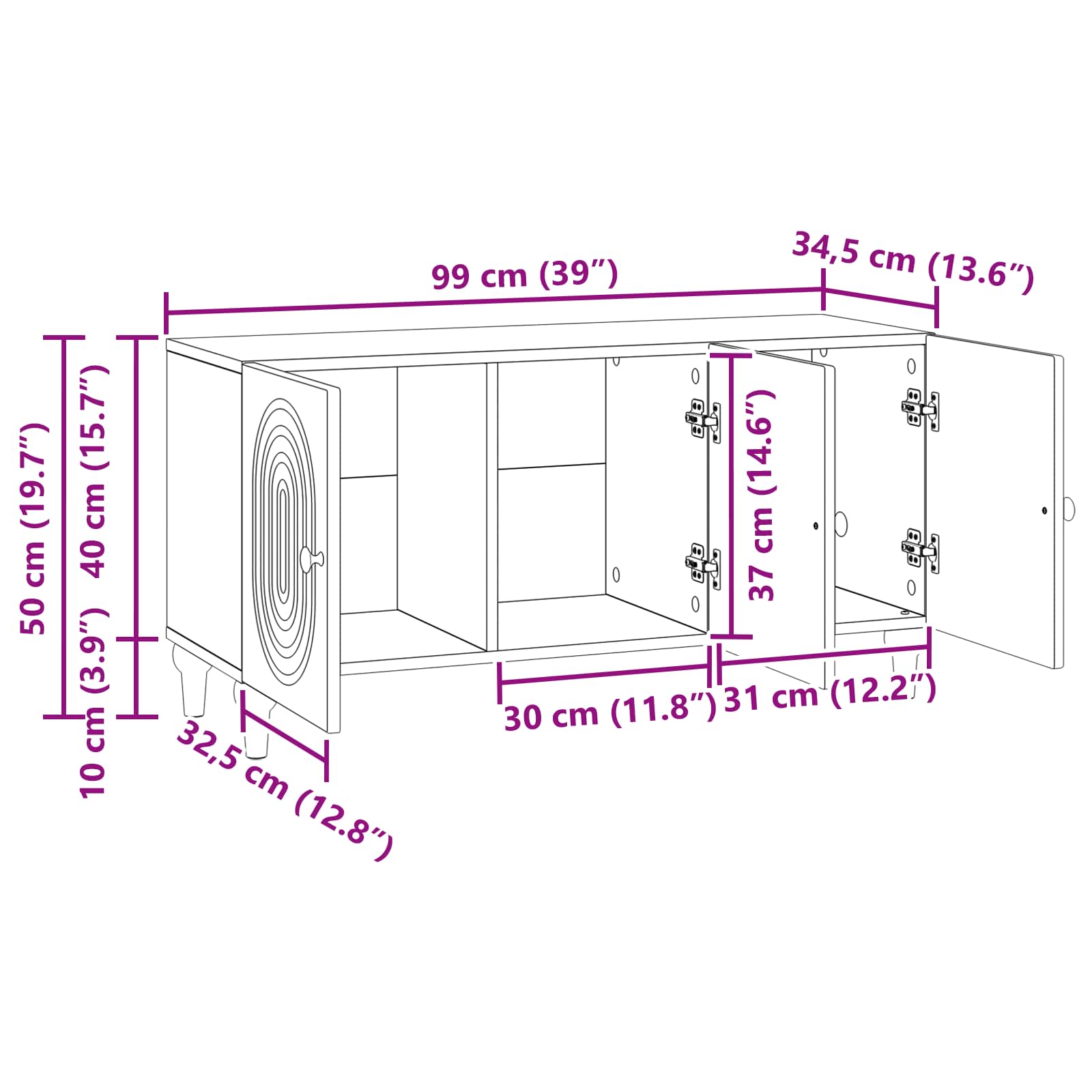 TV ormar Staro drvo 99 x 34,5 x 50 cm Konstruirano drvo