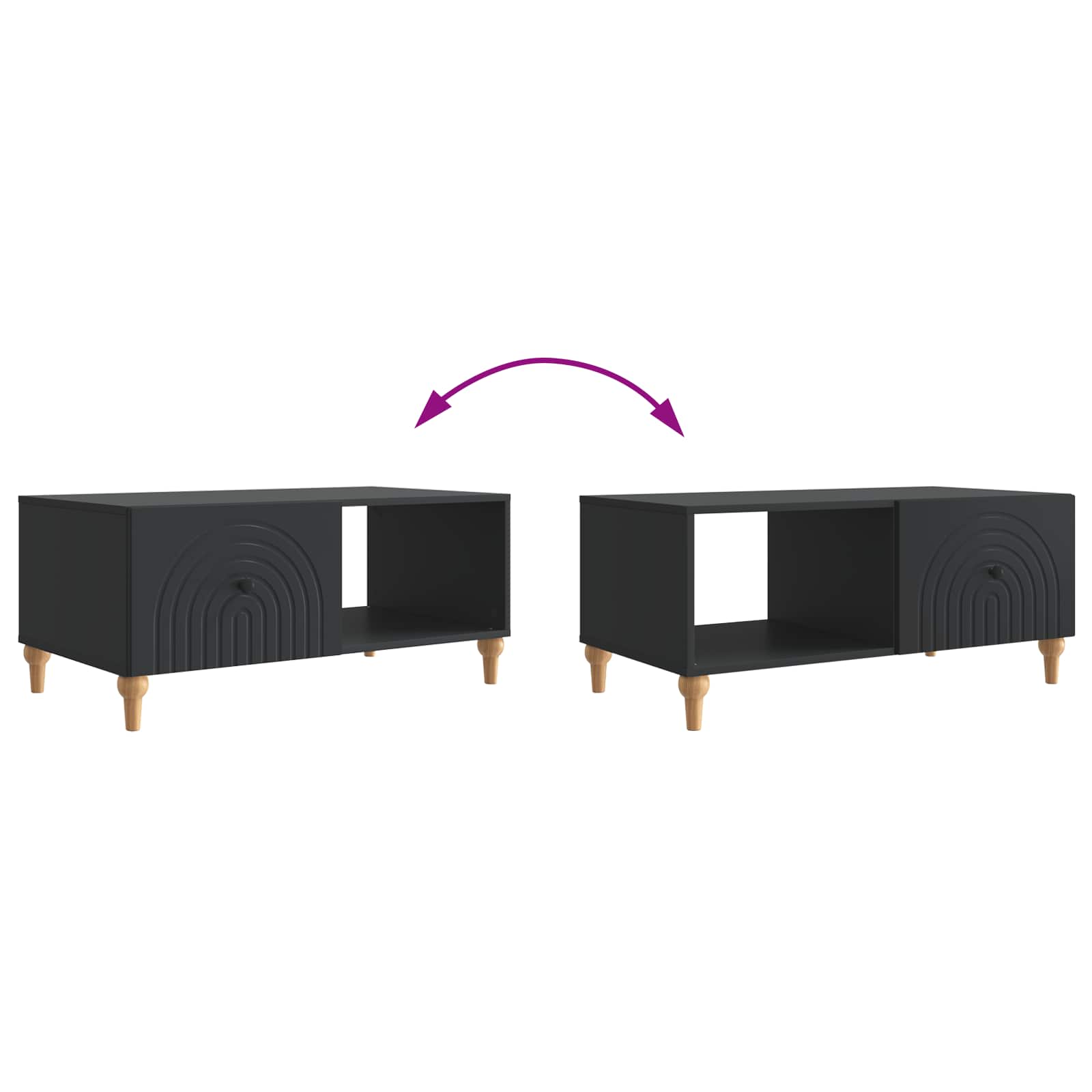 Kava Stol Crna 90 x 50 x 40 cm Konstruirano drvo