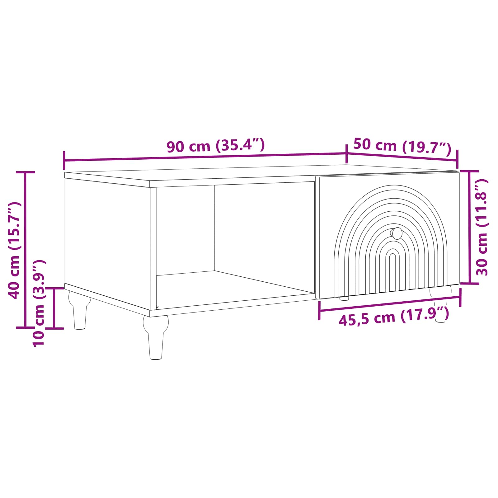 Kava Stol Hrast sonoma 90 x 50 x 40 cm Konstruirano drvo