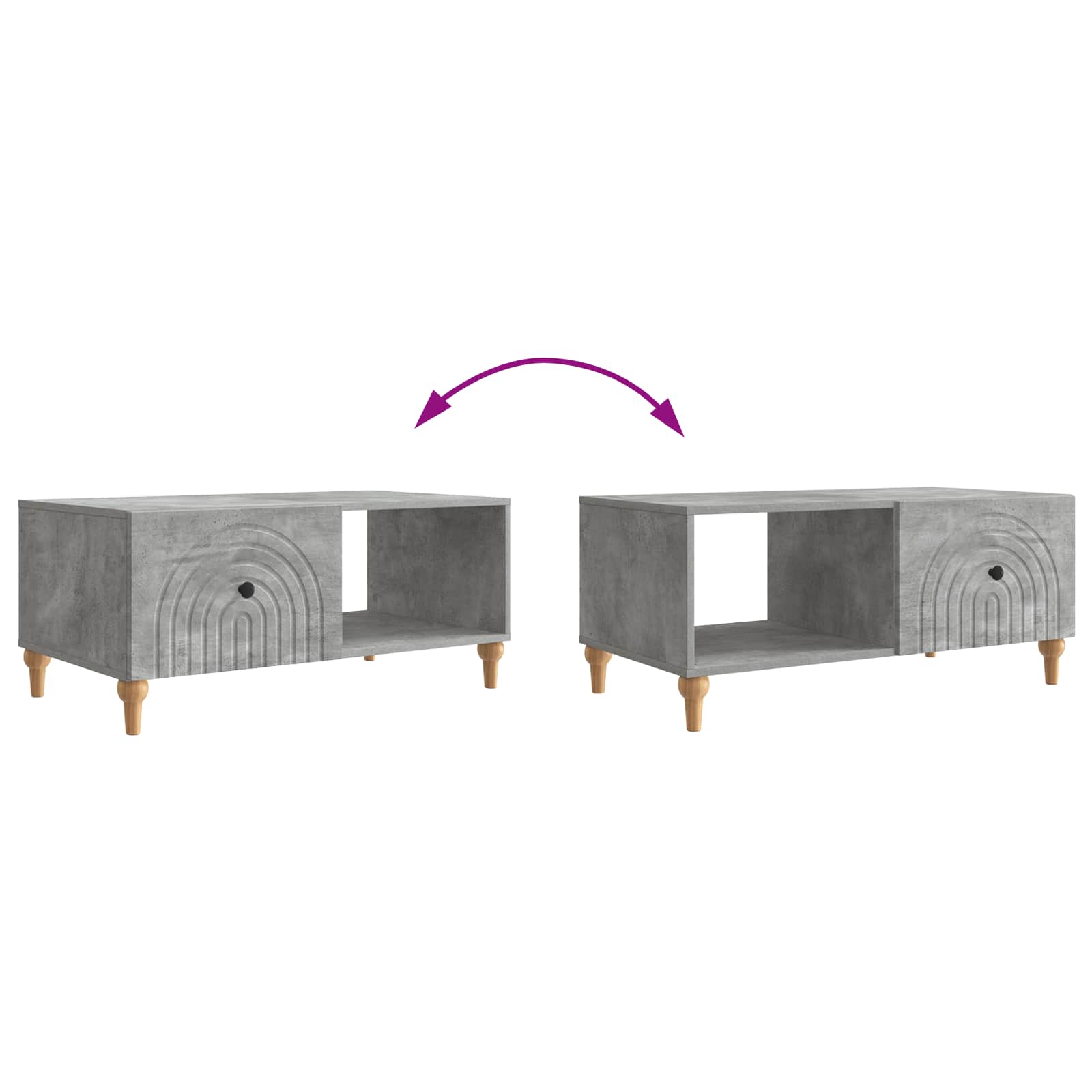 Kava Stol Betonska siva 90 x 50 x 40 cm Konstruirano drvo
