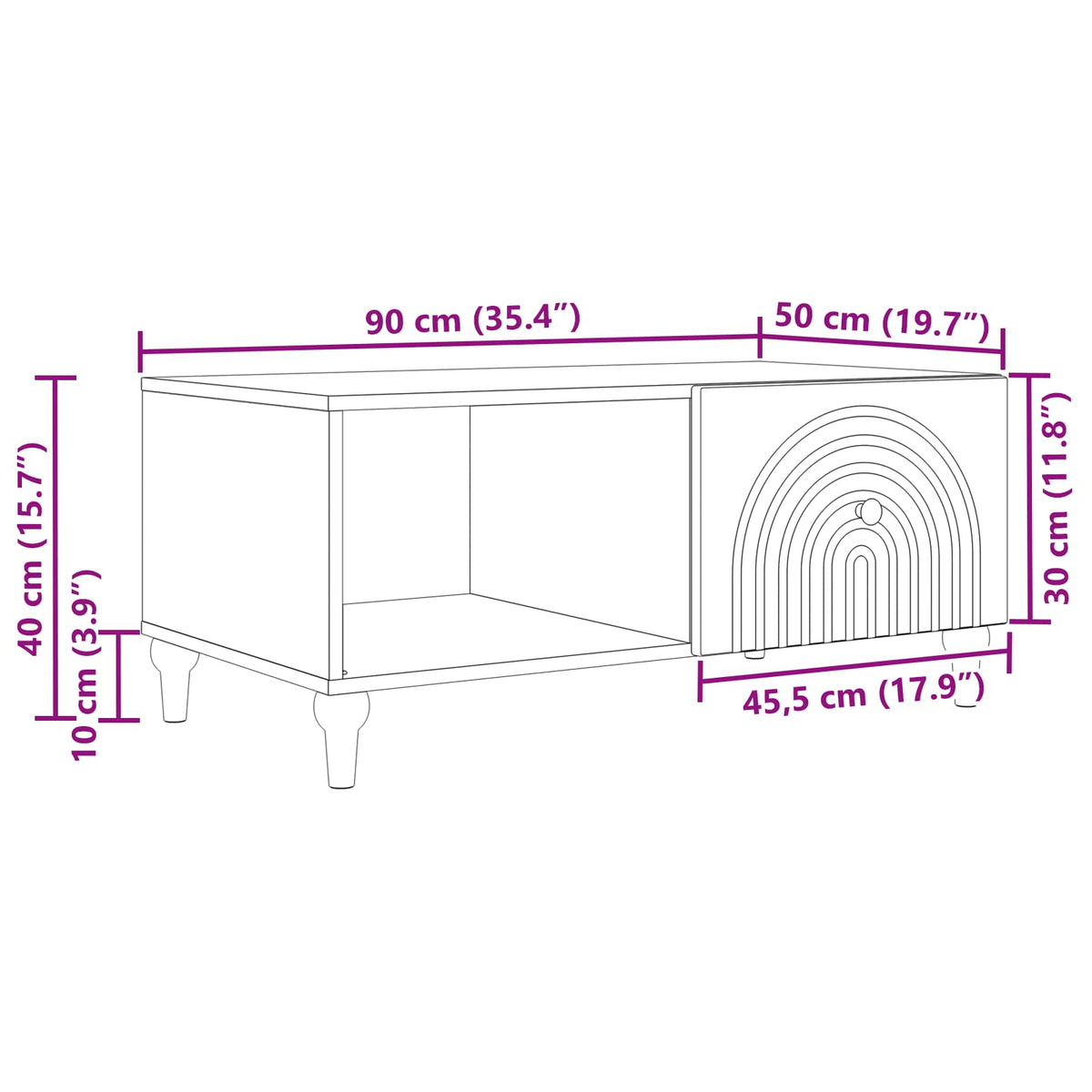 Kava Stol Staro drvo 90 x 50 x 40 cm Konstruirano drvo
