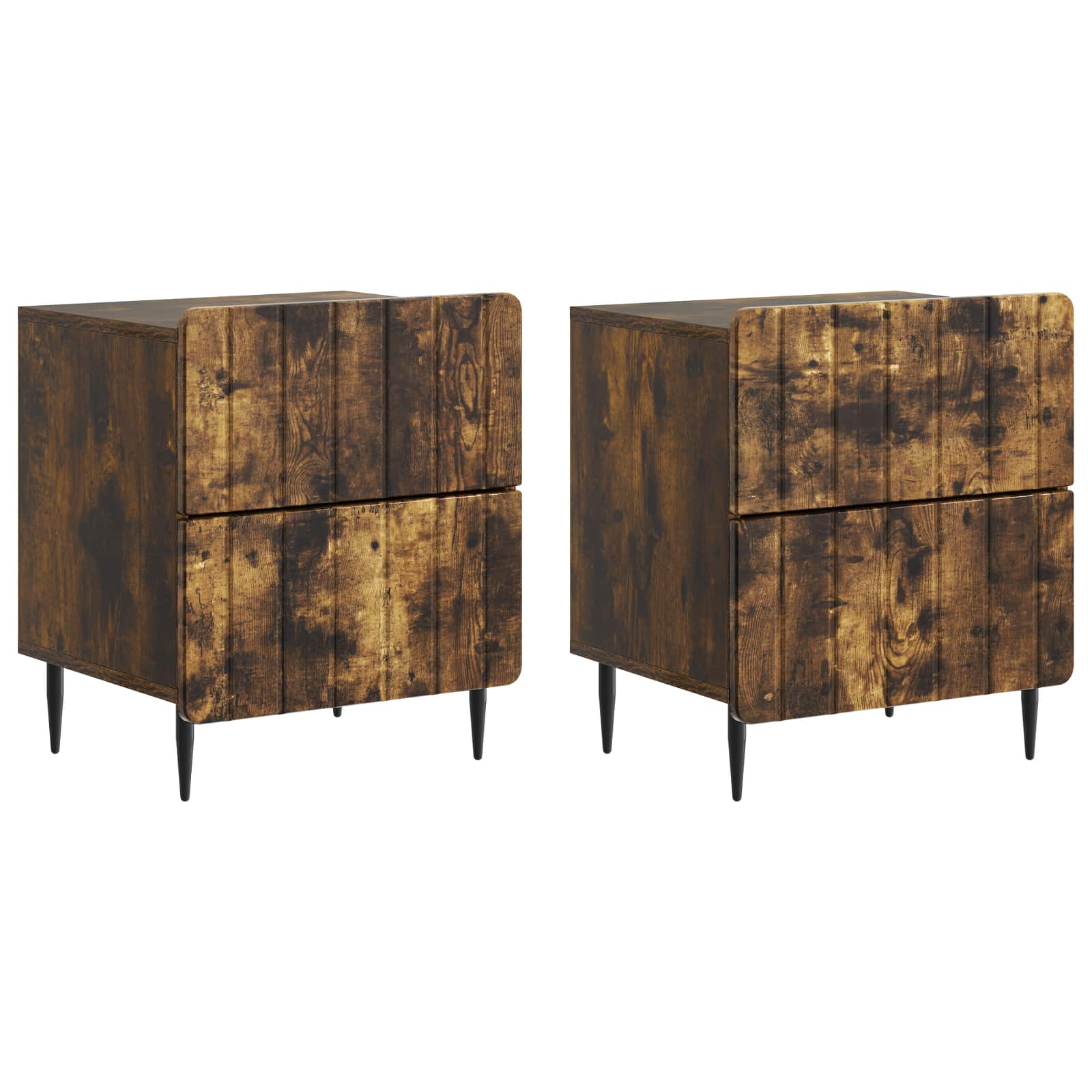 Noćni ormar s ladicama 2 pcs Dimljeni hrast 43 x 34,5 x 49,5 cm