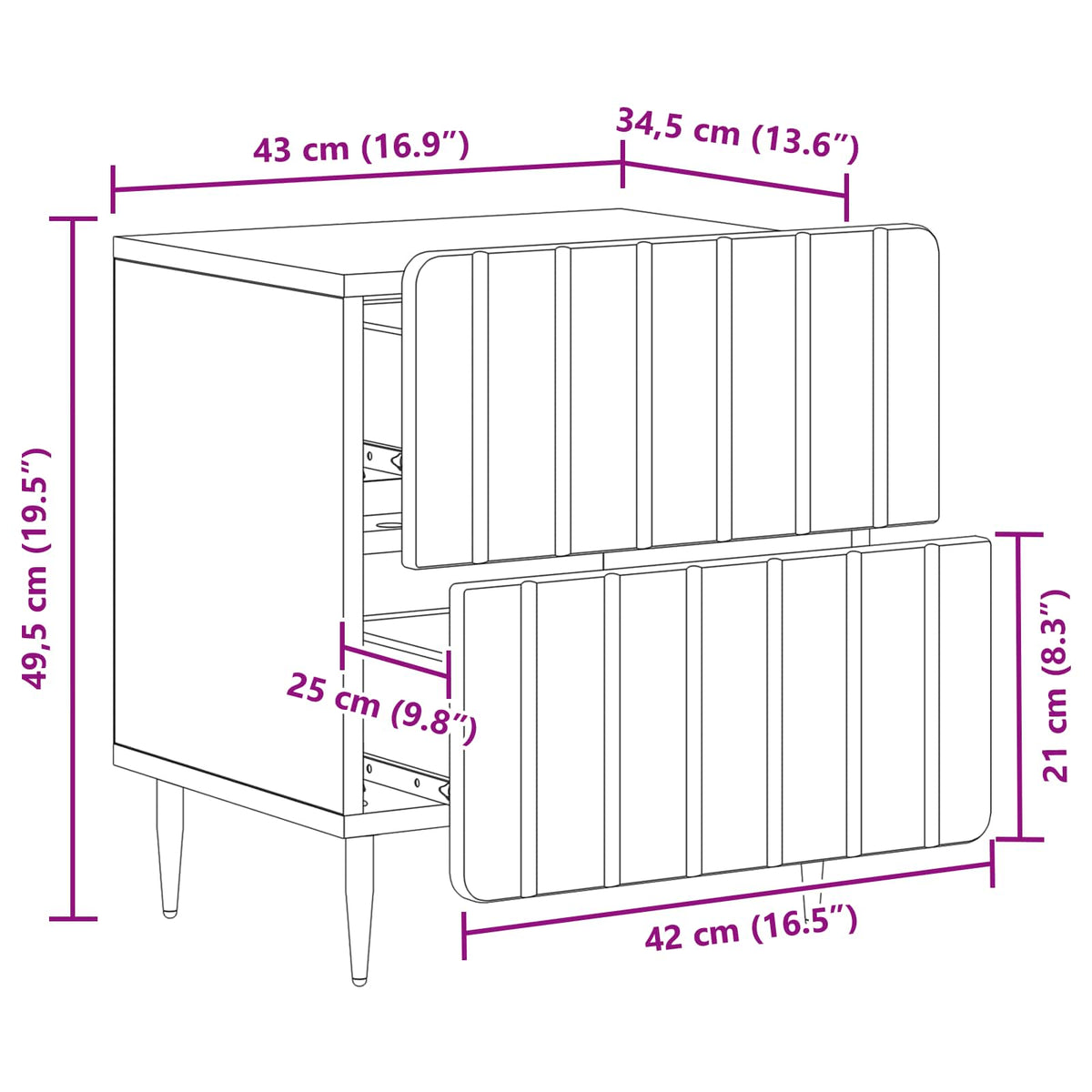 Noćni ormar Siva sonoma 43 x 34,5 x 49,5 cm Konstruirano drvo