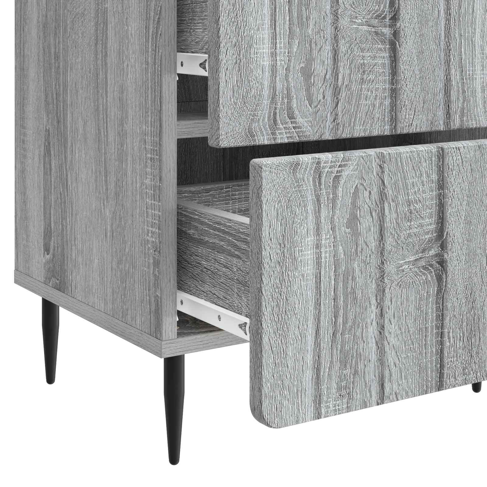 Noćni ormar s ladicama 2 pcs Siva sonoma 43 x 34,5 x 49,5 cm