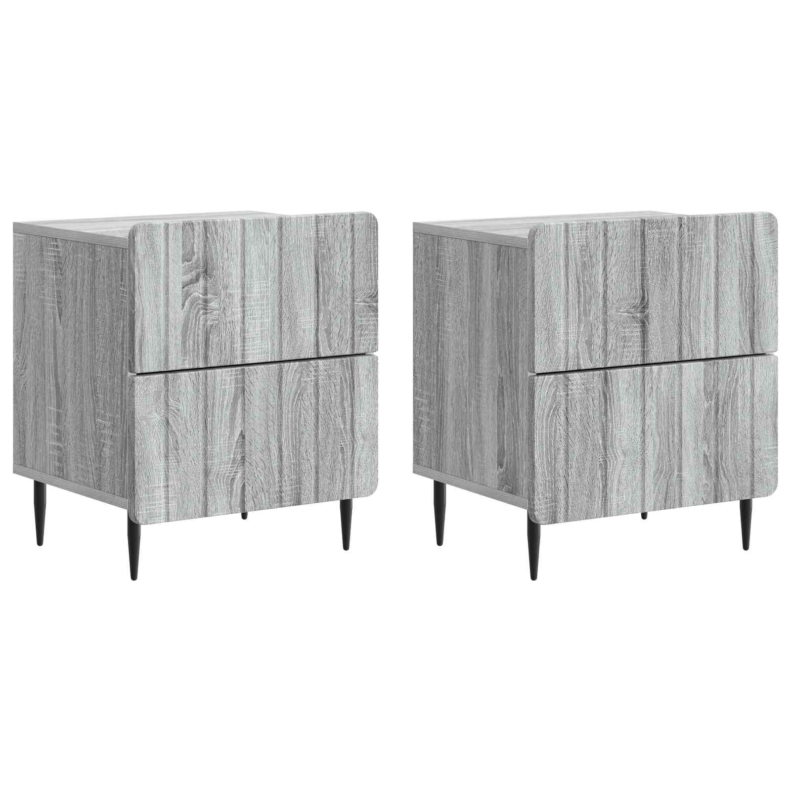 Noćni ormar s ladicama 2 pcs Siva sonoma 43 x 34,5 x 49,5 cm