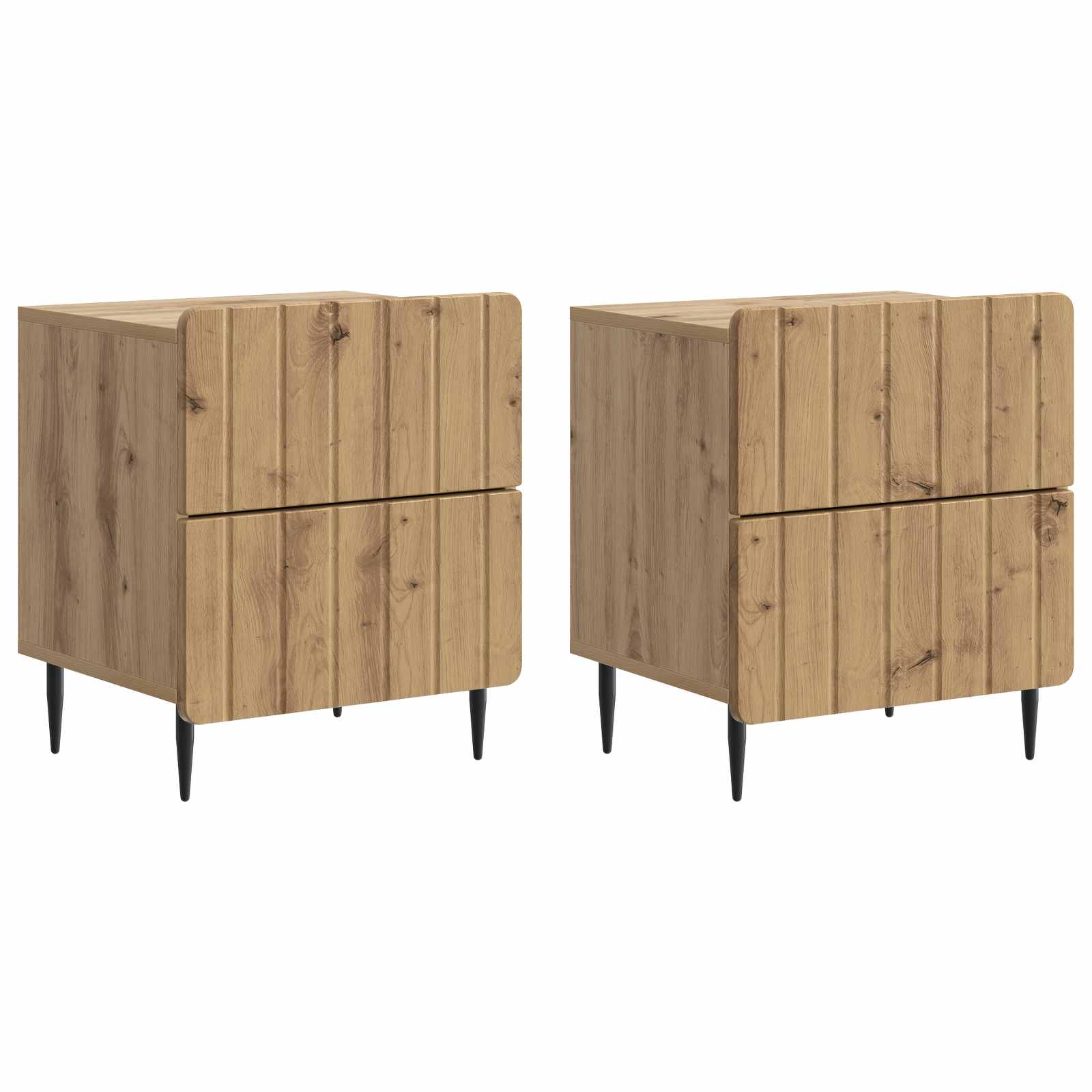 Noćni ormar s ladicama 2 pcs Hrast artisan 43 x 34,5 x 49,5 cm