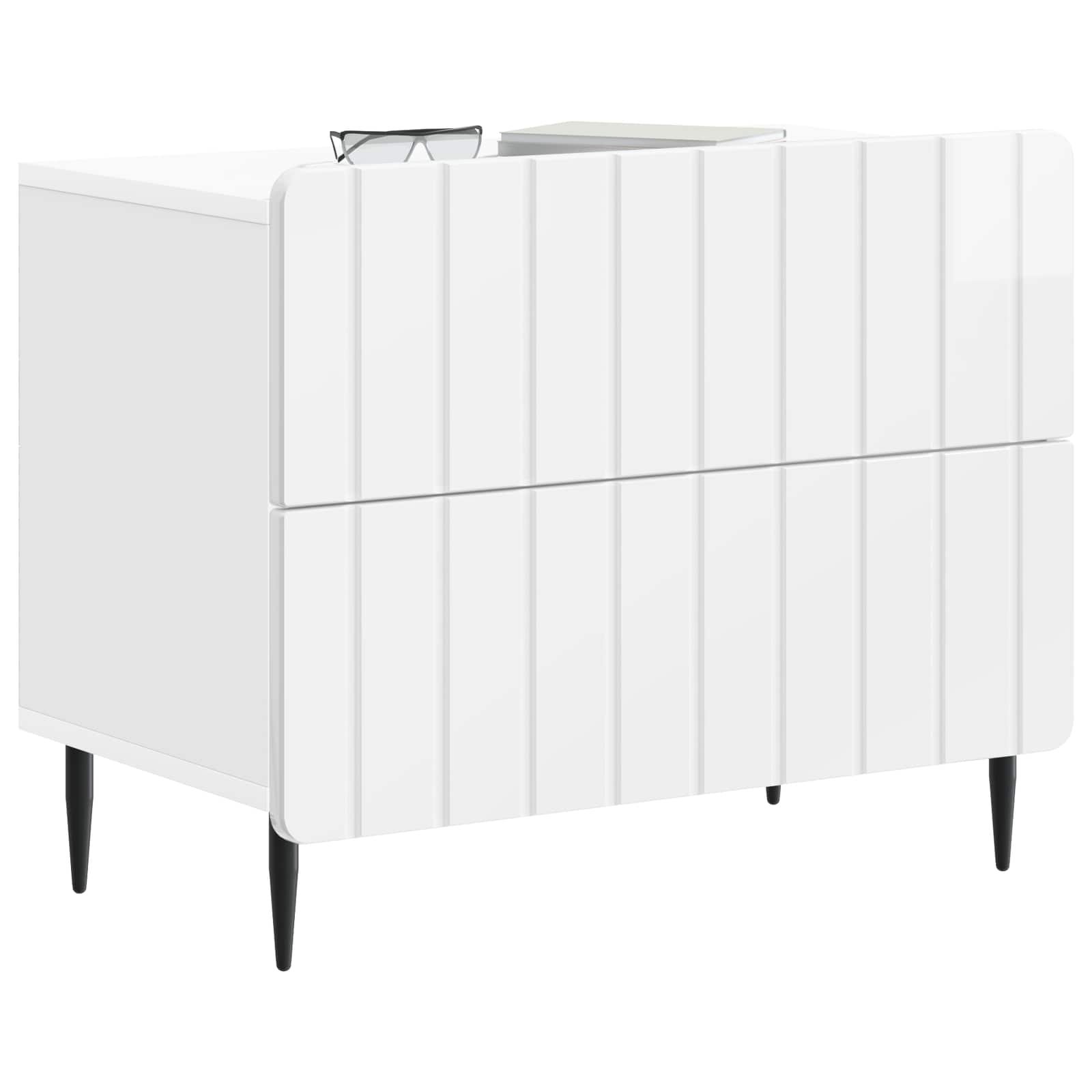 Noćni ormar s ladicama Bijela visokog sjaja 62 x 34,5 x 49,5 cm