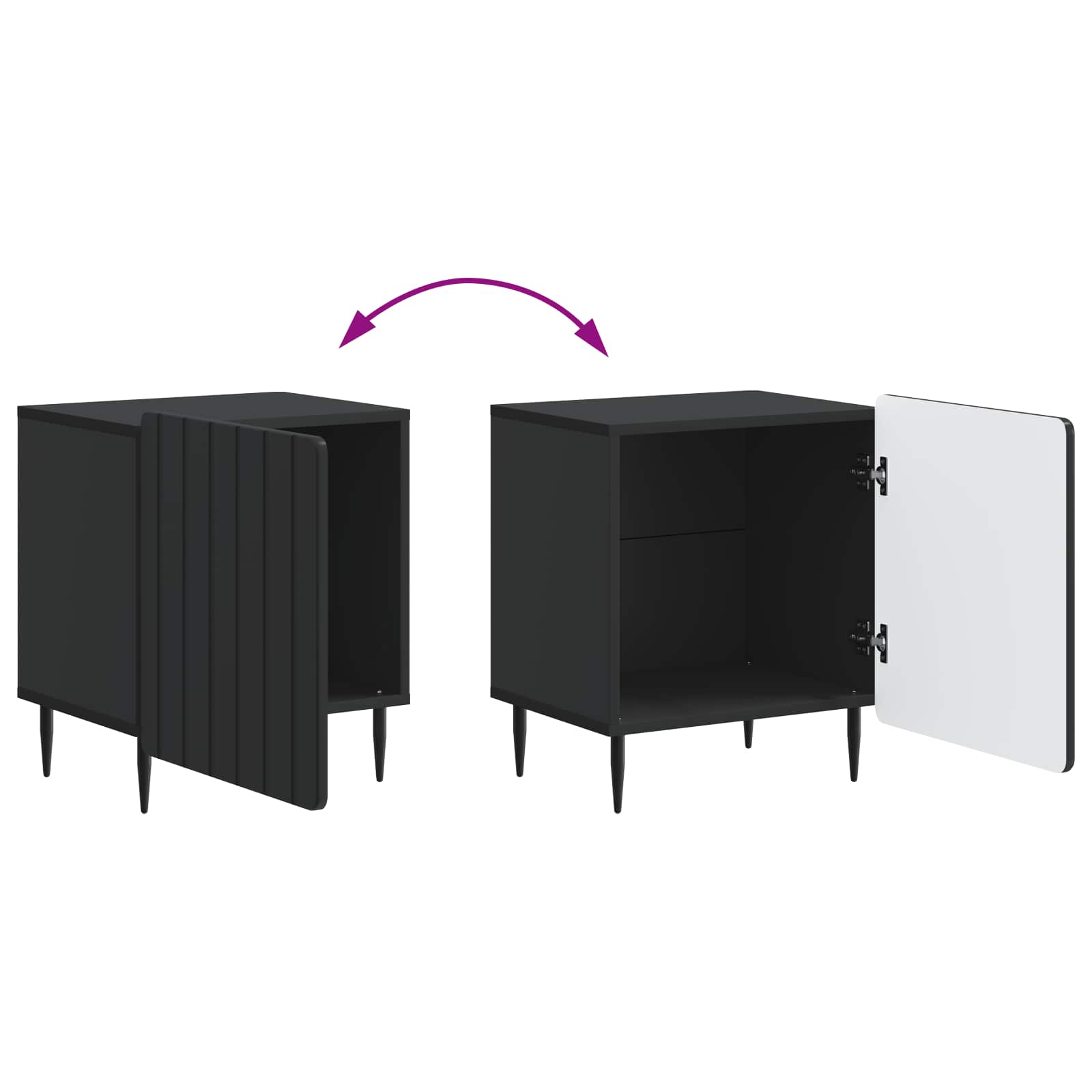 Noćni ormar 2 pcs Crna 43 x 34,5 x 52 cm Konstruirano drvo