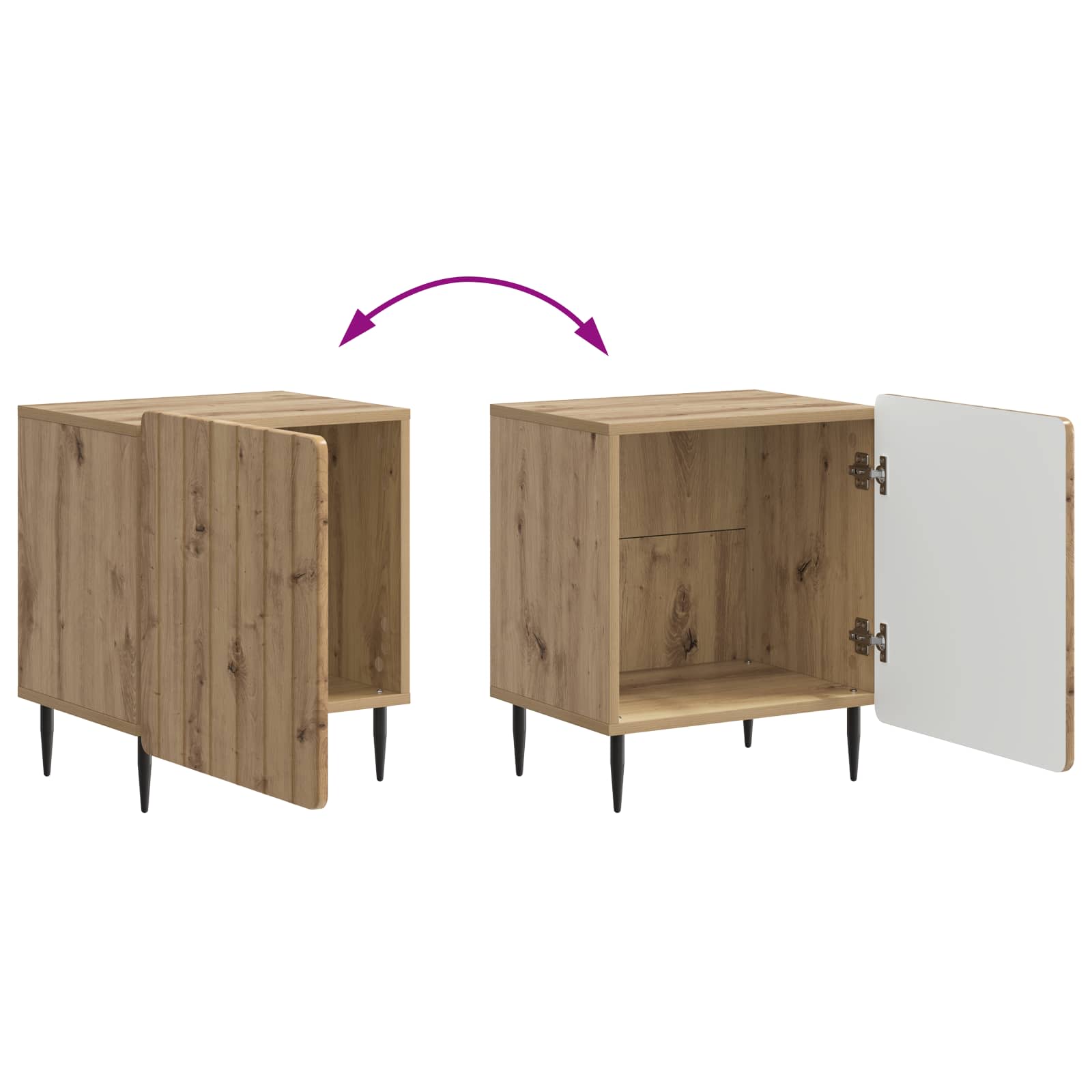 Noćni ormar 2 pcs Hrast artisan 43 x 34,5 x 52 cm