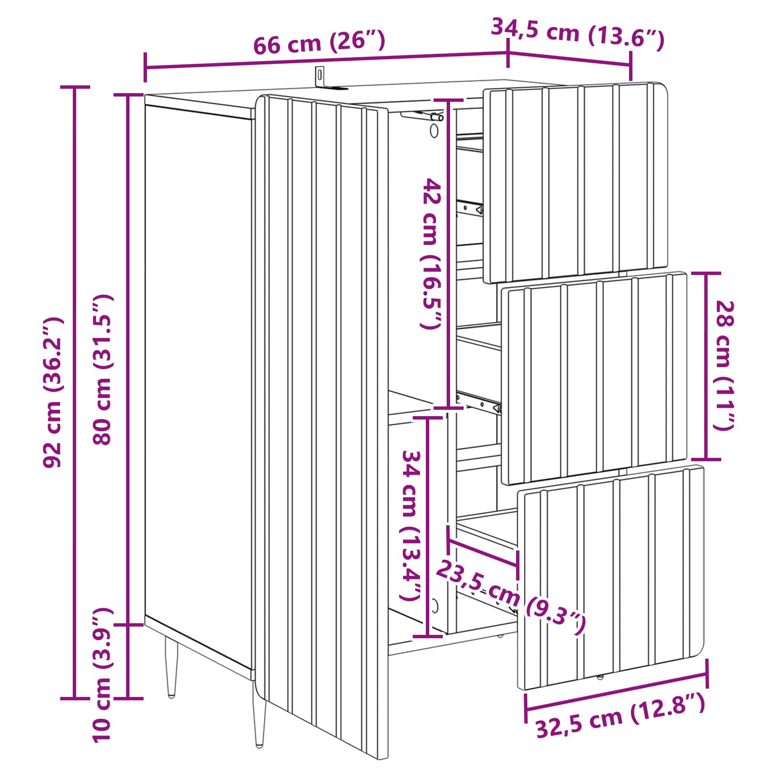 Kreveta s ladicama Bijela visokog sjaja 66 x 34,5 x 91,5 cm