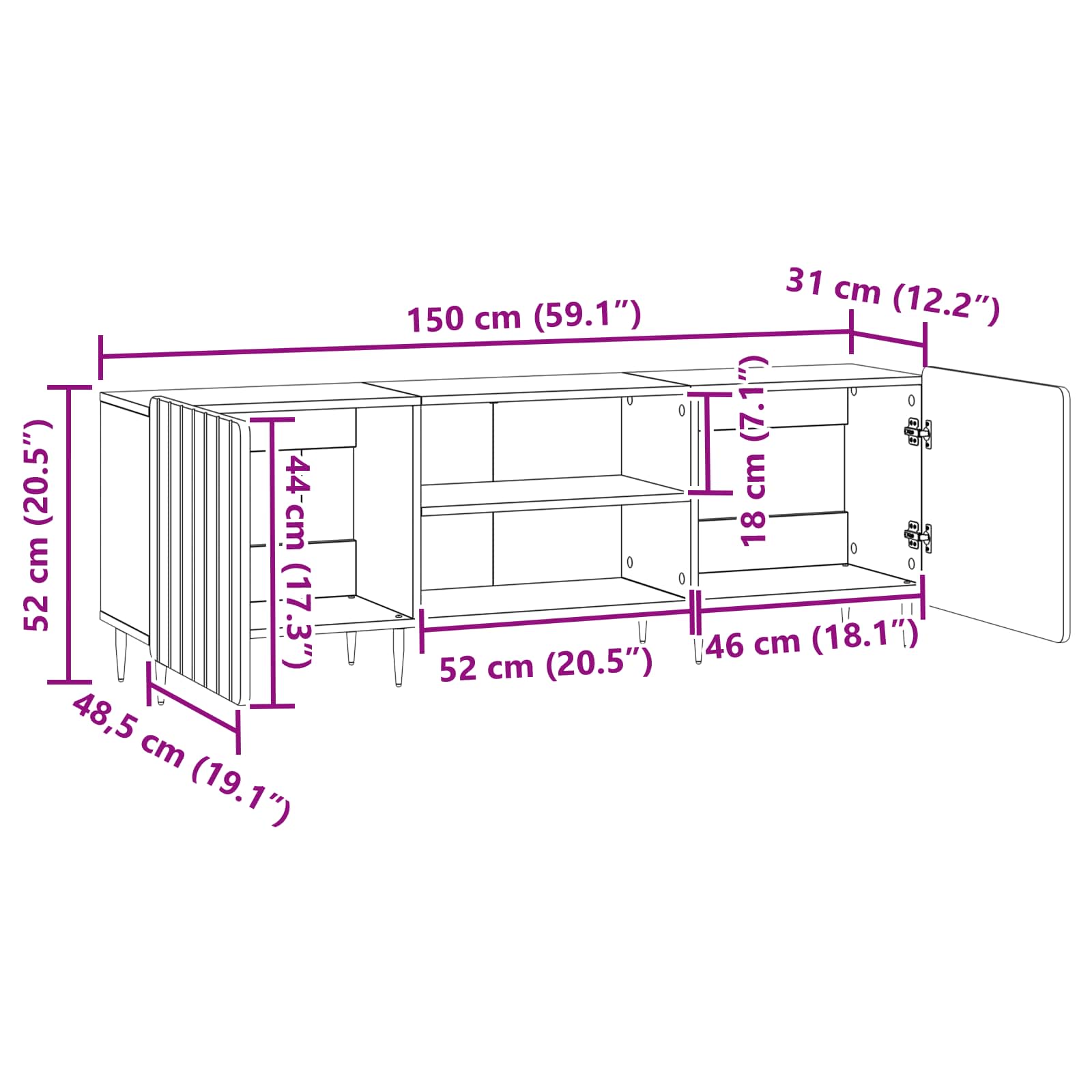 TV ormar Hrast sonoma 150 x 31 x 52 cm Konstruirano drvo