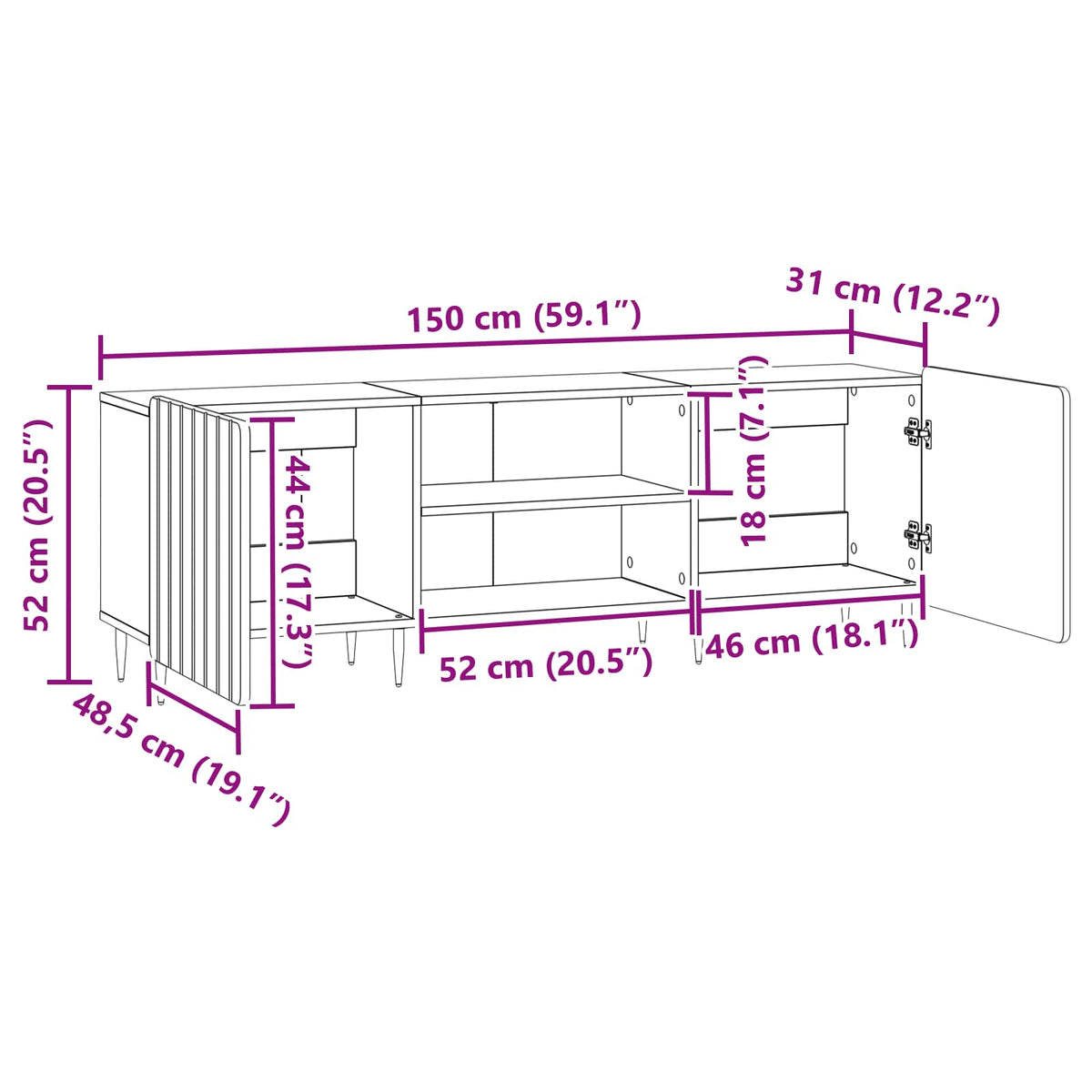 TV ormar Betonska siva 150 x 31 x 52 cm Konstruirano drvo