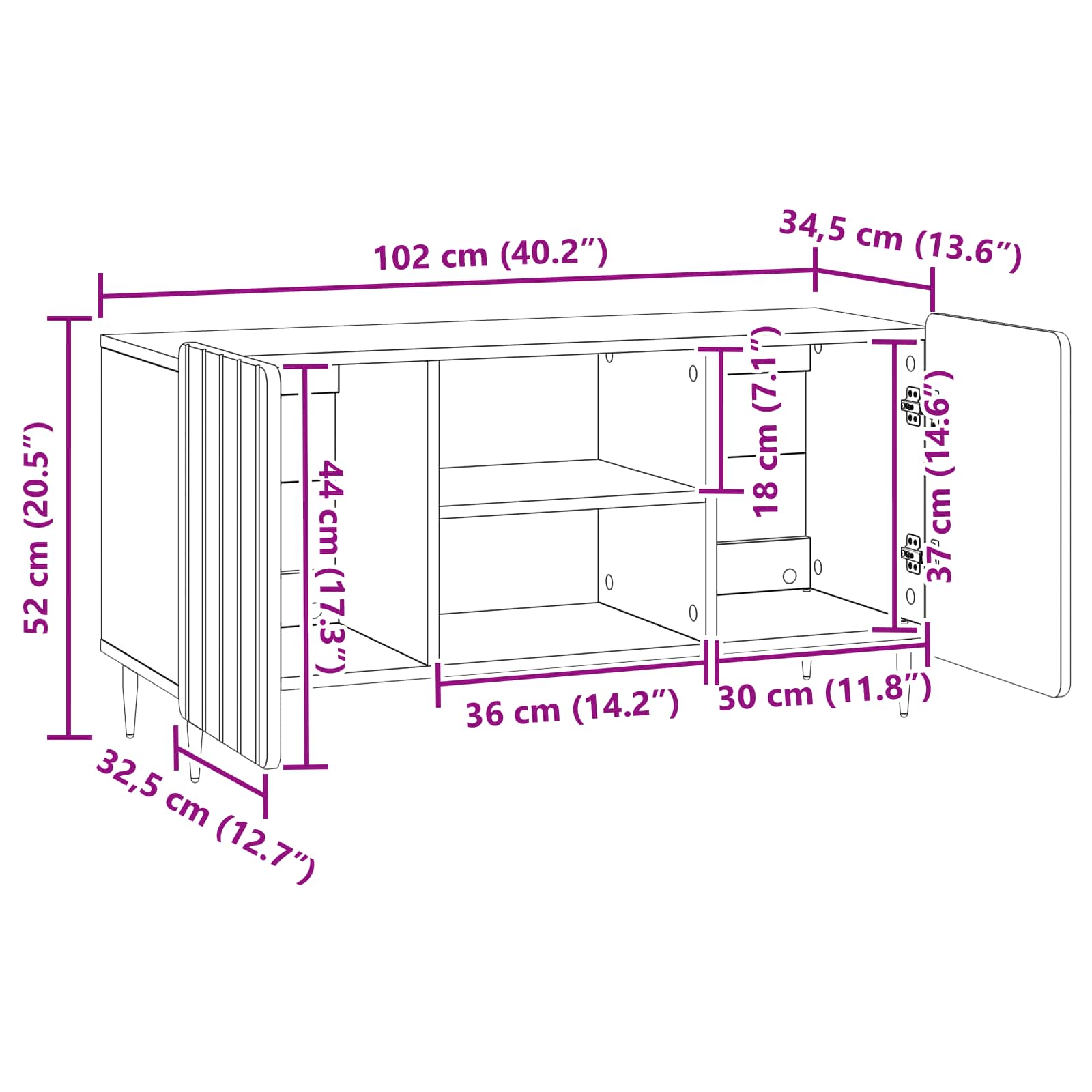 TV ormar Bijela visokog sjaja 102 x 34,5 x 52 cm