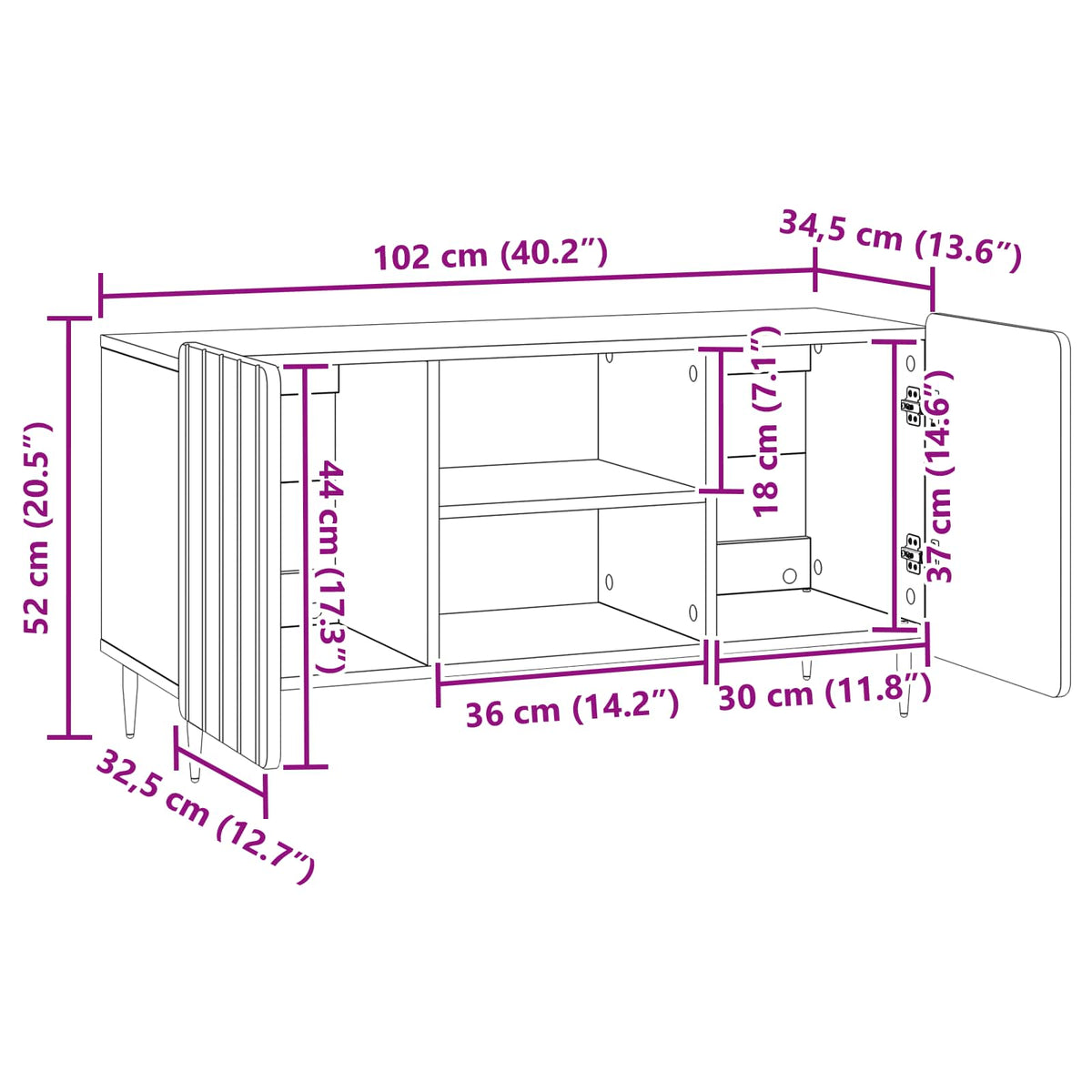 TV ormar Hrast artisan 102 x 34,5 x 52 cm Konstruirano drvo