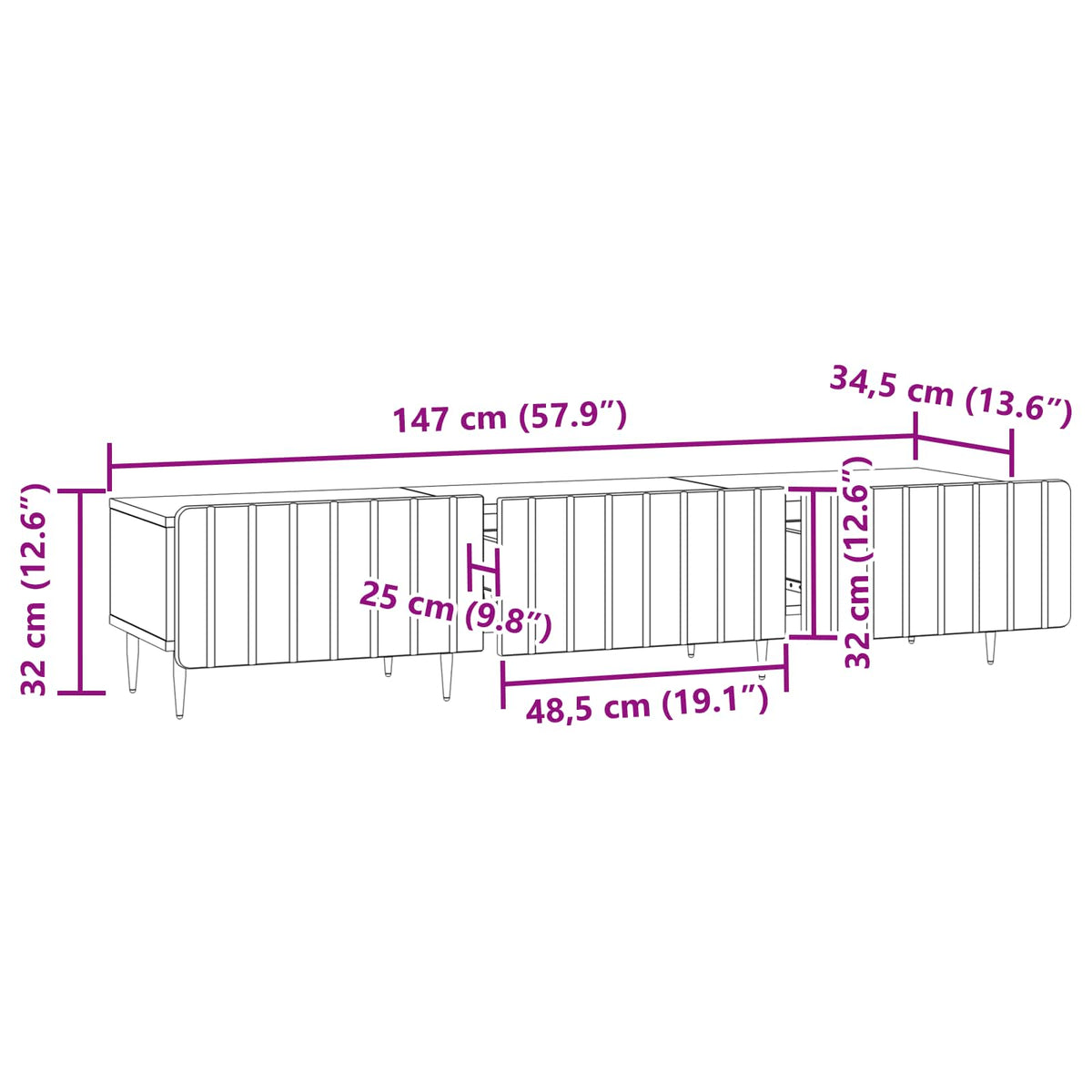 TV ormar Hrast sonoma 147 x 34,5 x 32 cm Konstruirano drvo