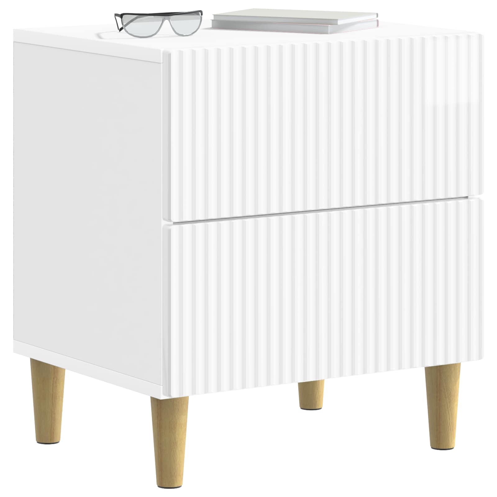 Noćni ormar s ladicama Bijela visokog sjaja 43 x 34,5 x 48 cm