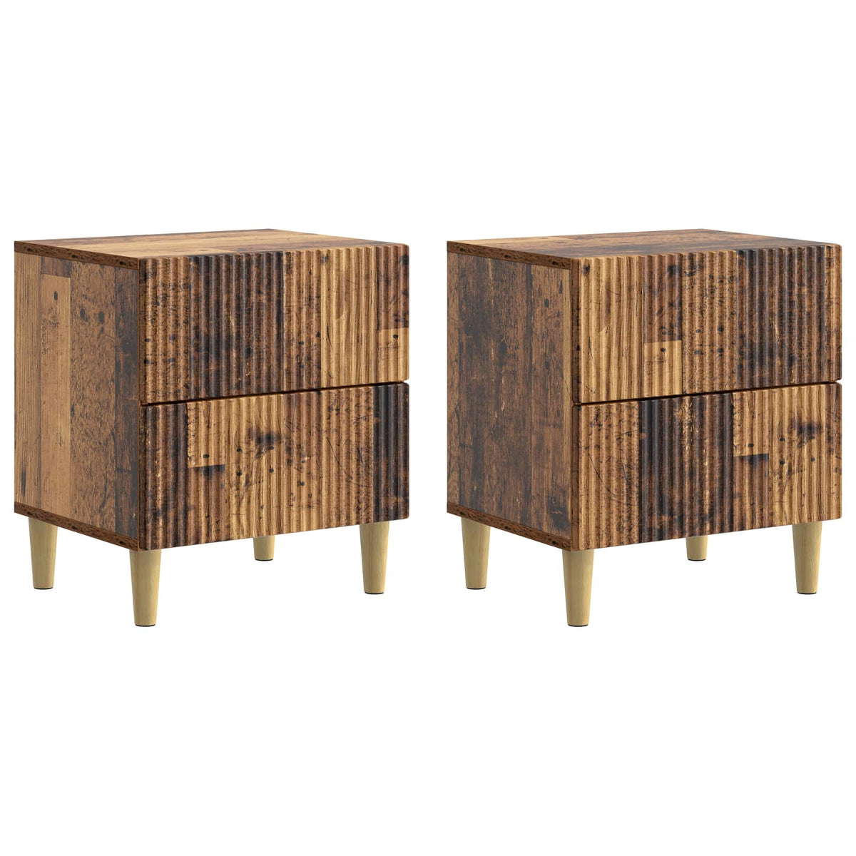 Noćni ormar s ladicama 2 pcs Staro drvo 43 x 34,5 x 48 cm
