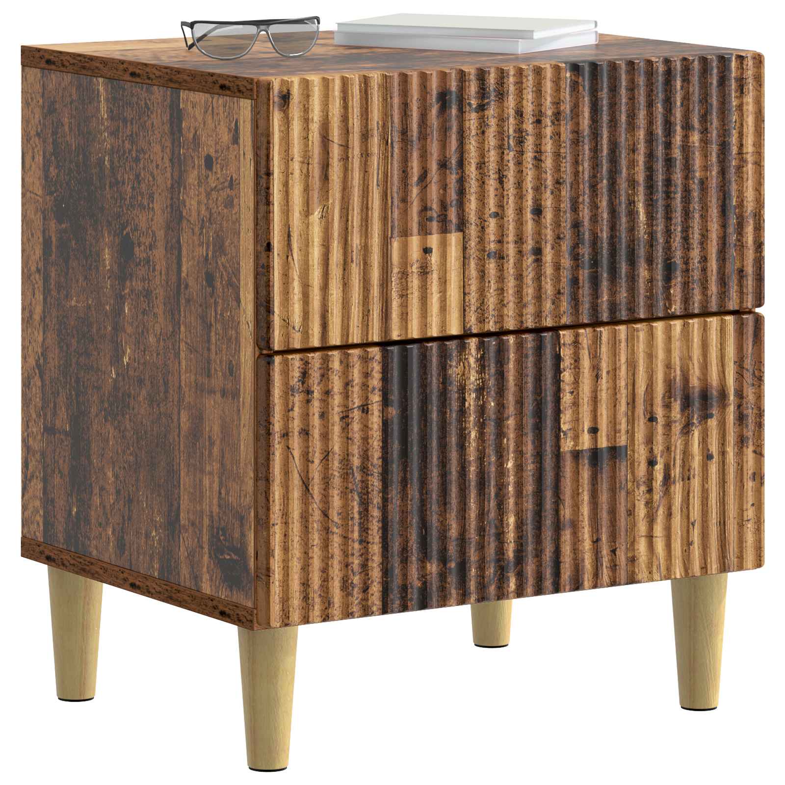 Noćni ormar s ladicama 2 pcs Staro drvo 43 x 34,5 x 48 cm