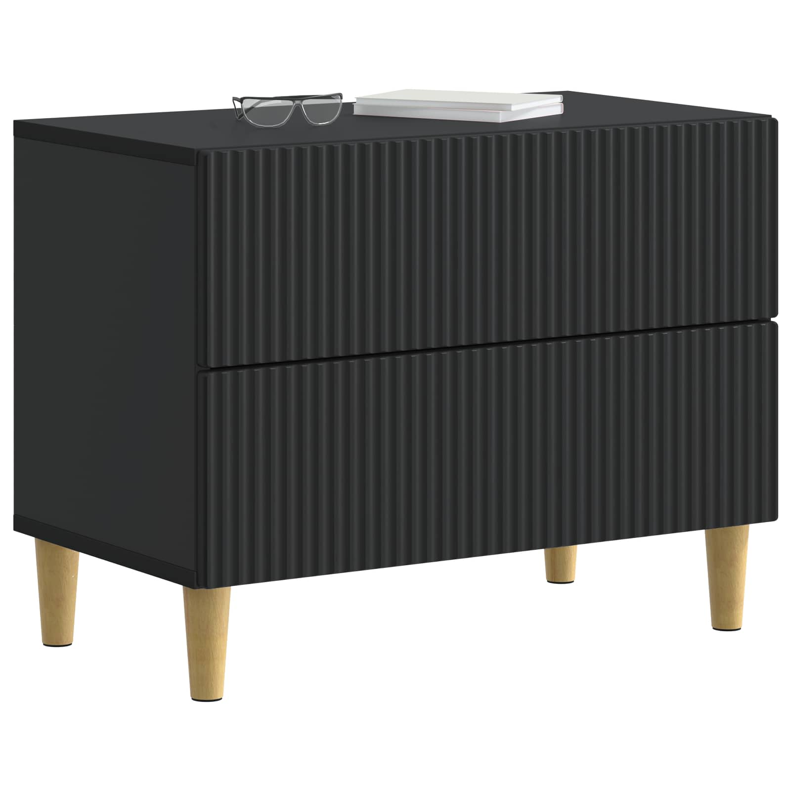 Noćni ormar s ladicama Crna 62 x 34,5 x 48 cm Konstruirano drvo
