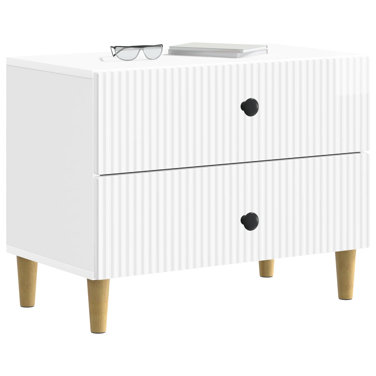 Noćni ormar s ladicama Bijela visokog sjaja 62 x 34,5 x 48 cm