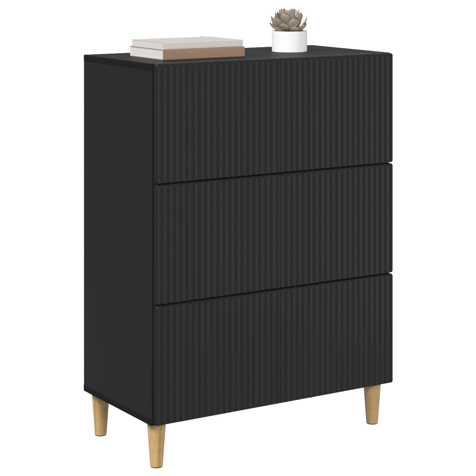 Ormar s ladicama Crna 66 x 34,5 x 90 cm Konstruirano drvo