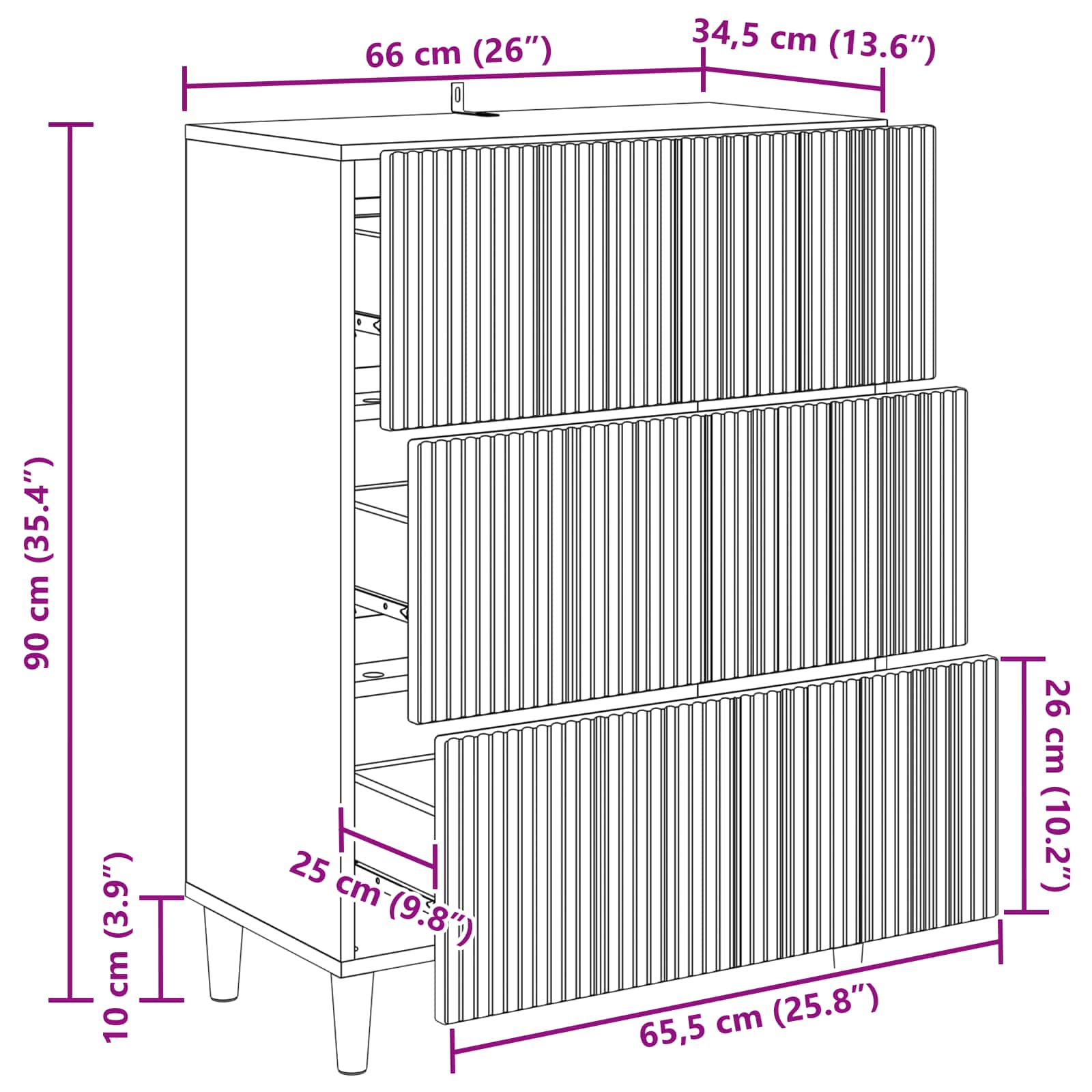 Ormar s ladicama Hrast sonoma 66 x 34,5 x 90 cm