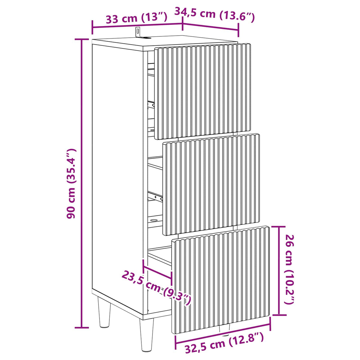 Ormar s ladicama Hrast sonoma 33 x 34,5 x 90 cm