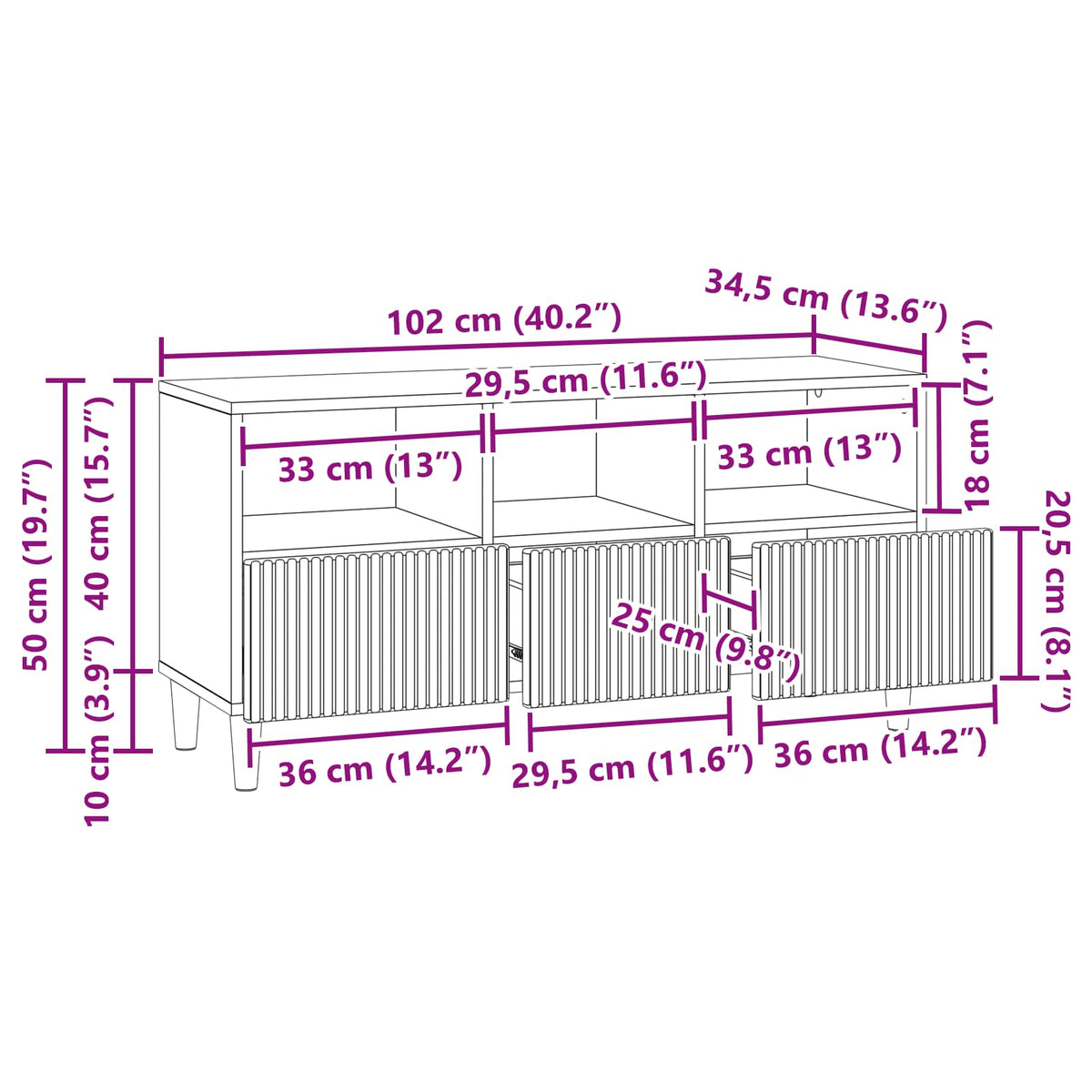 TV ormar 102 x 34,5 x 50 cm Staro drvo Konstruirano drvo