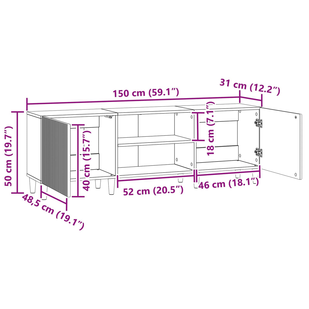TV ormar Bijela 150 x 31 x 50 cm Konstruirano drvo