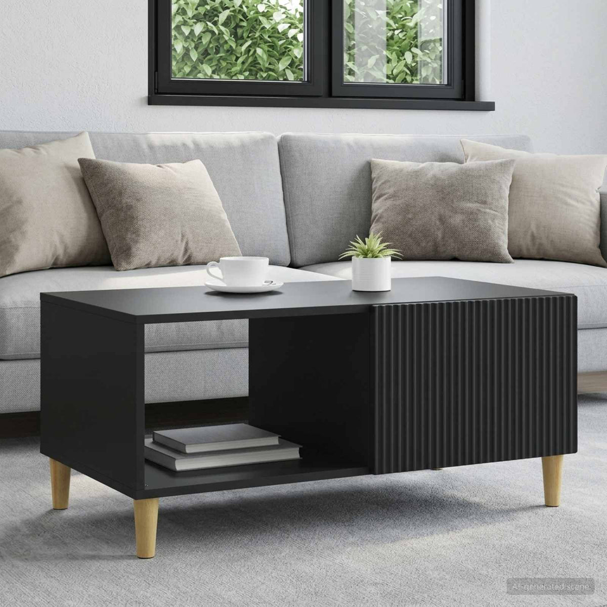 Kava Stol Crna 90 x 50 x 40 cm Konstruirano drvo