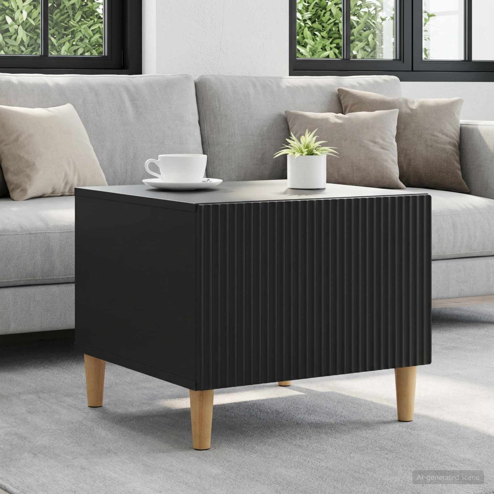 Kava Stol s ladicama Crna 49 x 50 x 40 cm Konstruirano drvo