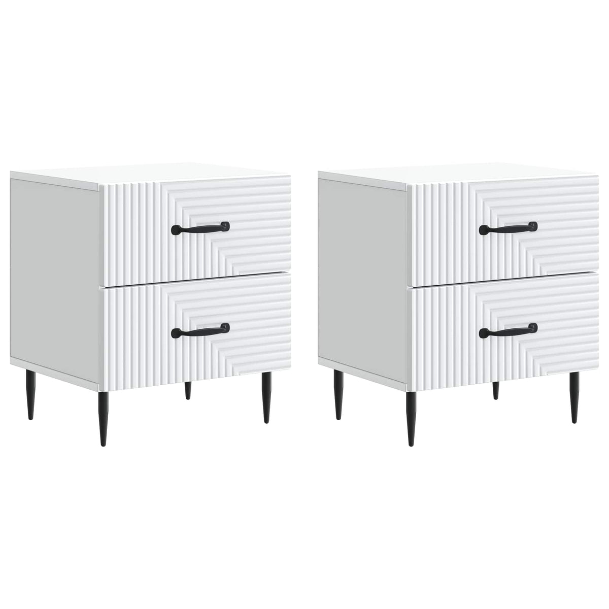 Noćni ormar 2 pcs Bijela 43 x 34,5 x 47,5 cm Konstruirano drvo