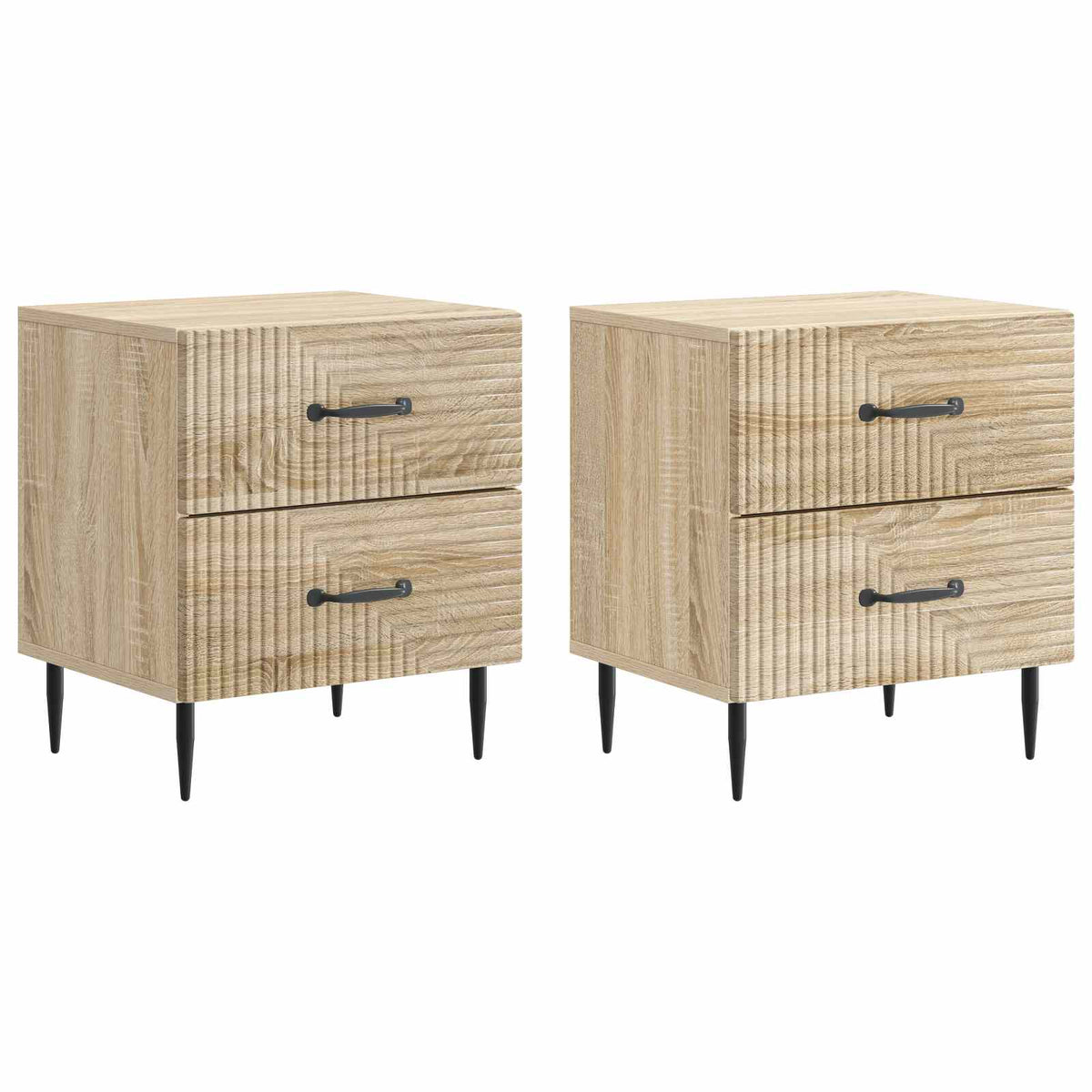 Noćni ormar s ladicama 2 pcs Hrast sonoma 43 x 34,5 x 47,5 cm