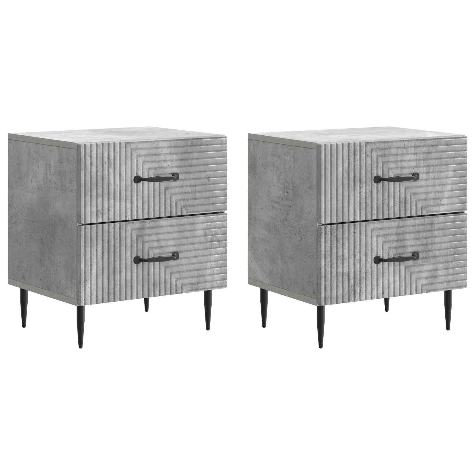 Noćni ormar s ladicama 2 pcs Betonska siva 43 x 34,5 x 47,5 cm
