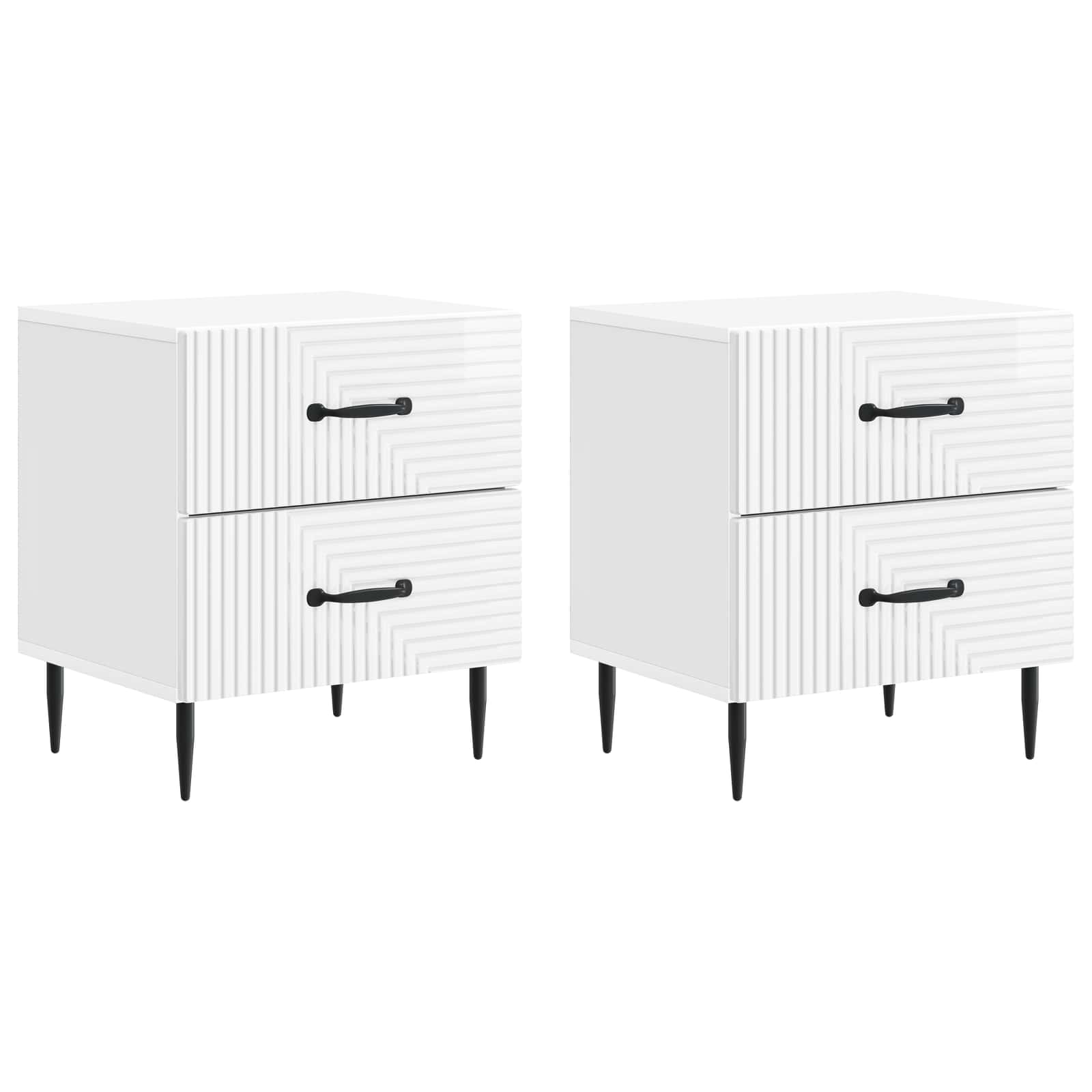 Noćni ormar 2 pcs Bijela visokog sjaja 43 x 34,5 x 47,5 cm