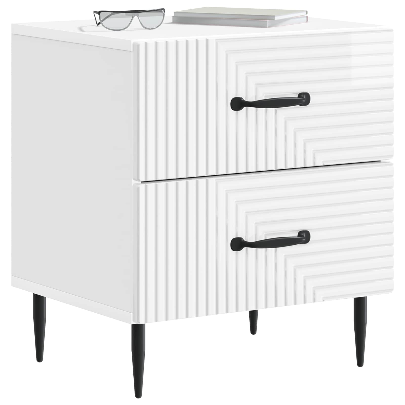 Noćni ormar 2 pcs Bijela visokog sjaja 43 x 34,5 x 47,5 cm