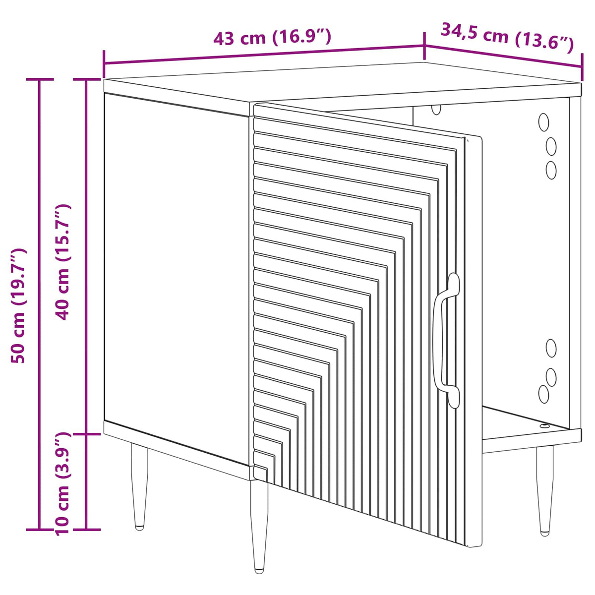 Noćni ormar Crna 43 x 34,5 x 50 cm Konstruirano drvo