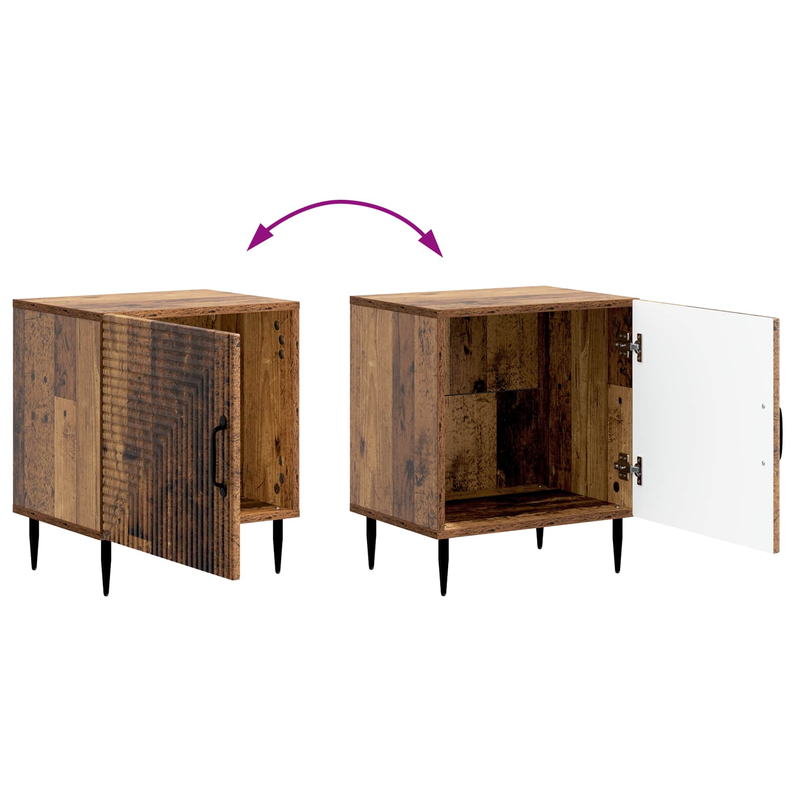 Noćni ormar 2 pcs Staro drvo 43 x 34,5 x 50 cm