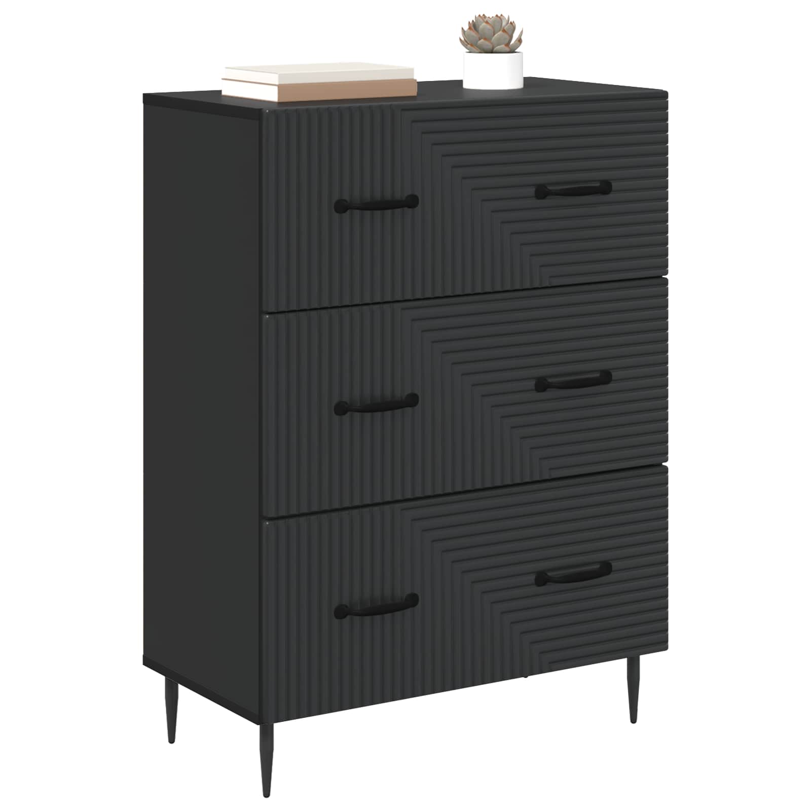 Ormar s ladicama Crna 66 x 34,5 x 89,5 cm Konstruirano drvo