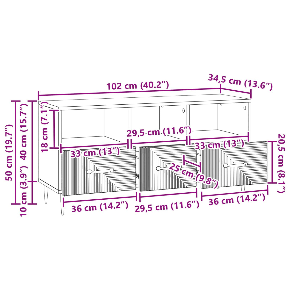 TV ormar Dimljeni hrast 102 x 34,5 x 50 cm Konstruirano drvo