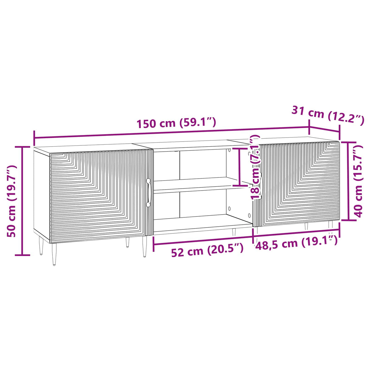 TV ormar 150 x 31 x 50 cm Staro drvo Konstruirano drvo