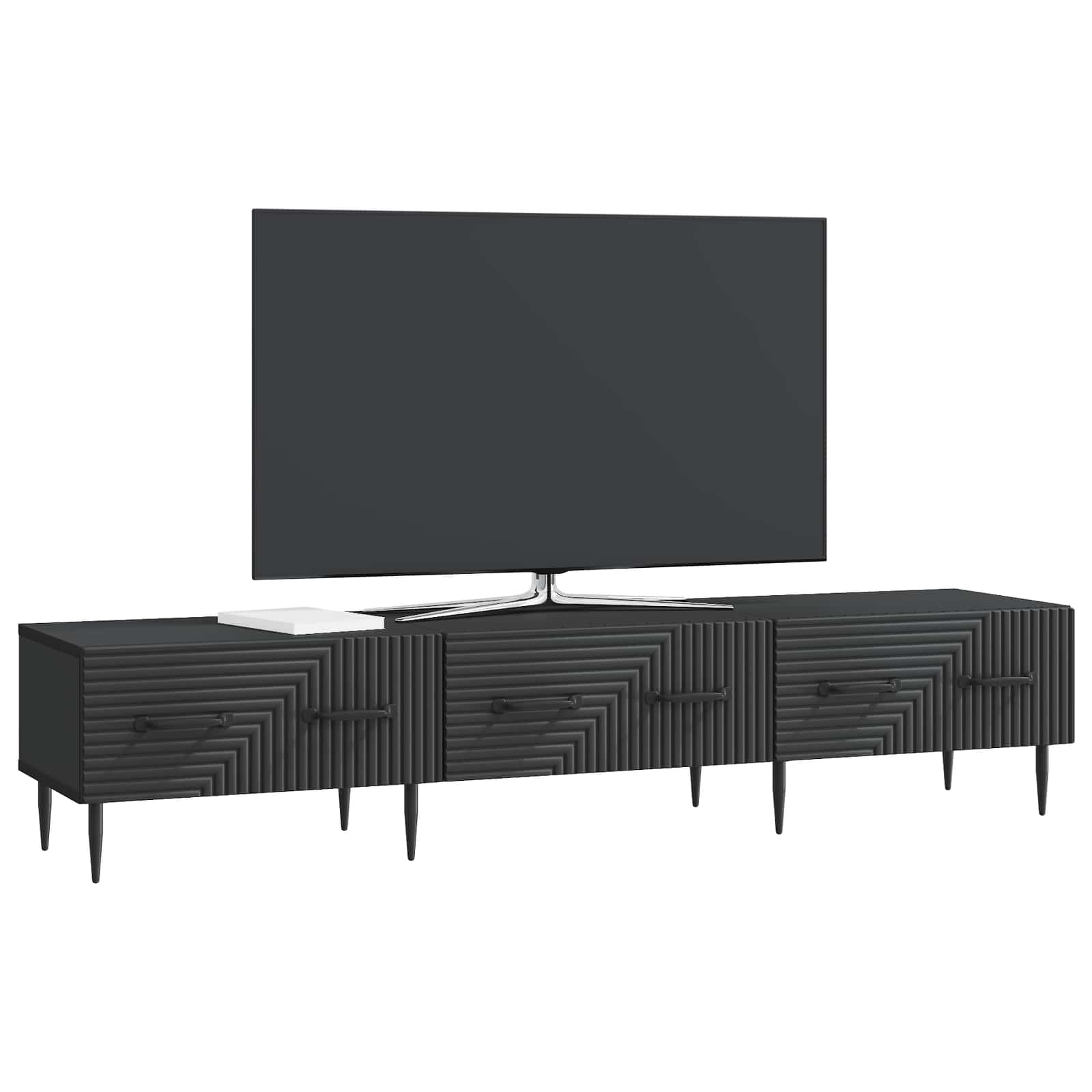 TV ormar s ladicama Crna 147 x 34,5 x 30 cm Konstruirano drvo