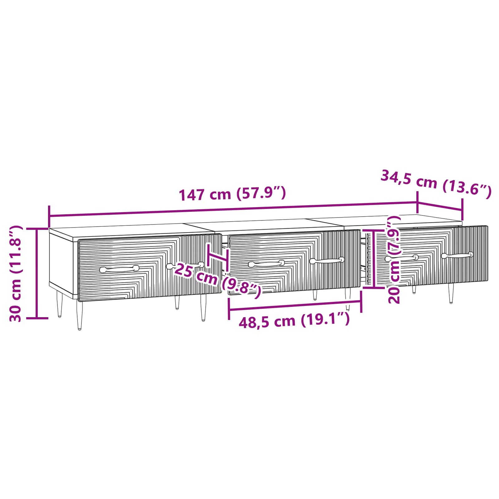 TV ormar Staro drvo 147 x 34,5 x 30 cm Konstruirano drvo